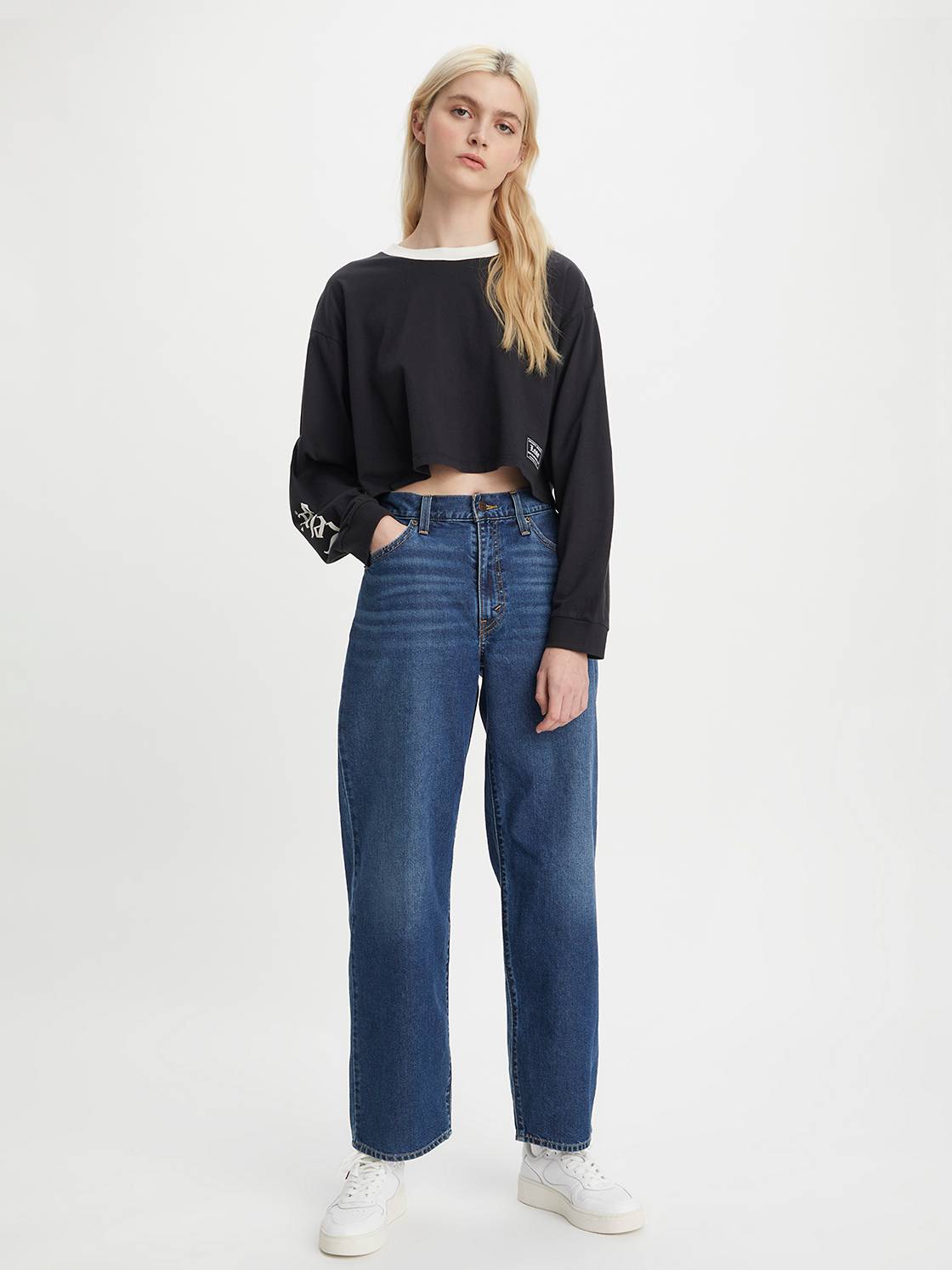 Graphic Long Sleeve Cropped Reese Sweater 1