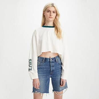 Graphic Long Sleeve Cropped Reese Sweater 4