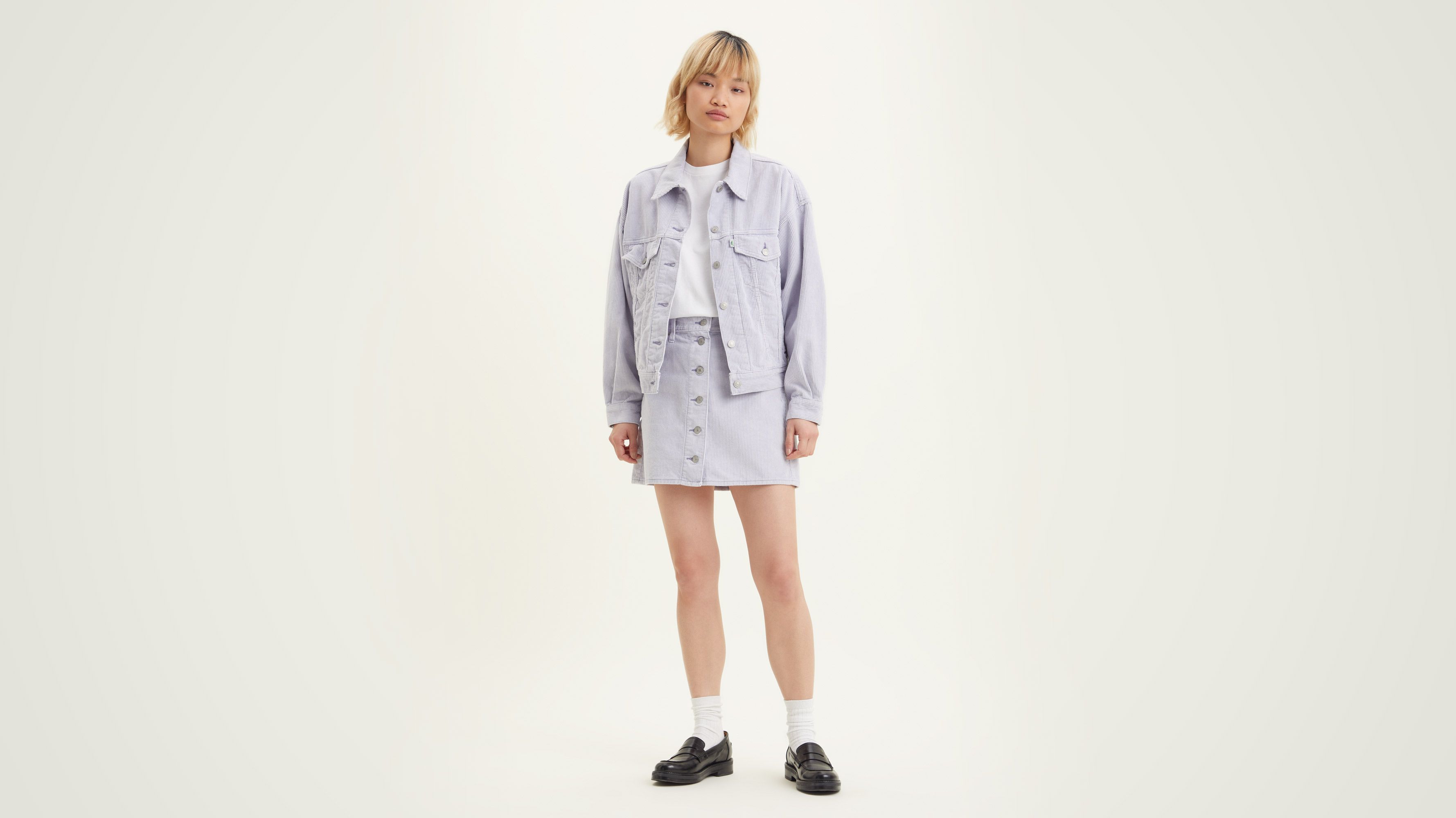 Gonna con bottoni sul davanti in velluto a coste 5