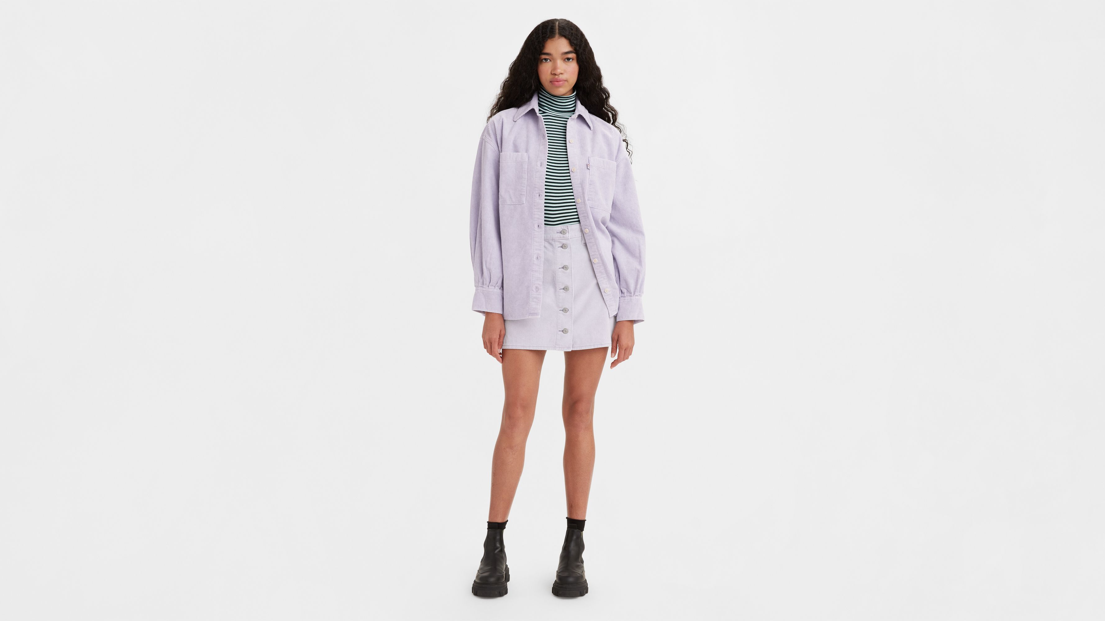 Buttonfront Corduroy Skirt Purple Levi s US
