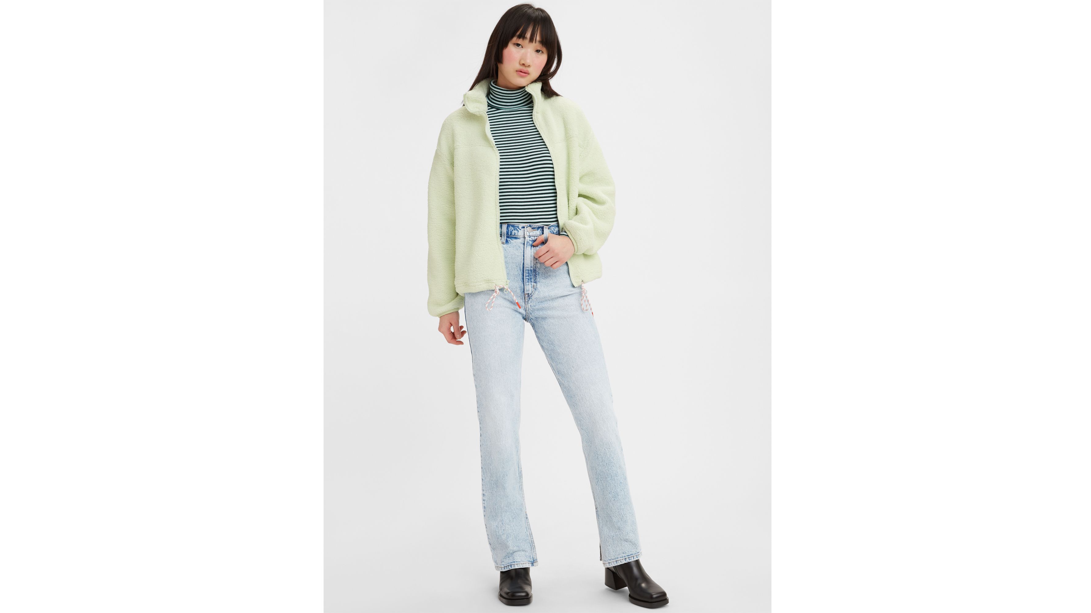 贅沢屋の Straight Slim Rise High 70's Women's Wash Light - Jeans パンツ