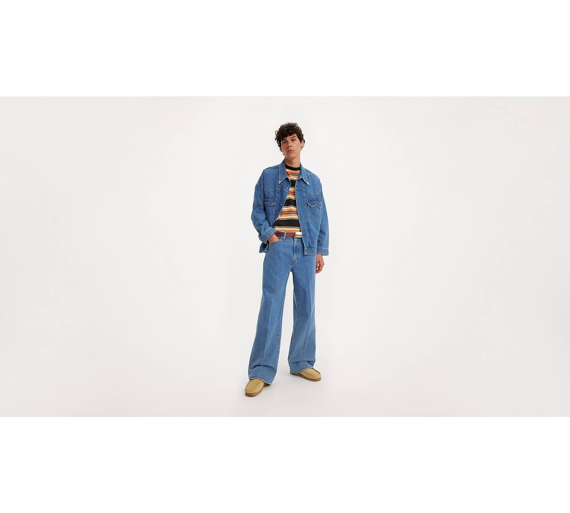 Vintage 1970s Blue Brushed Cotton BELL BOTTOM Snap Button PANTS Size 28 X  29 Hippie Flare Levis Sta Prest Mod Disco Denim Jeans 