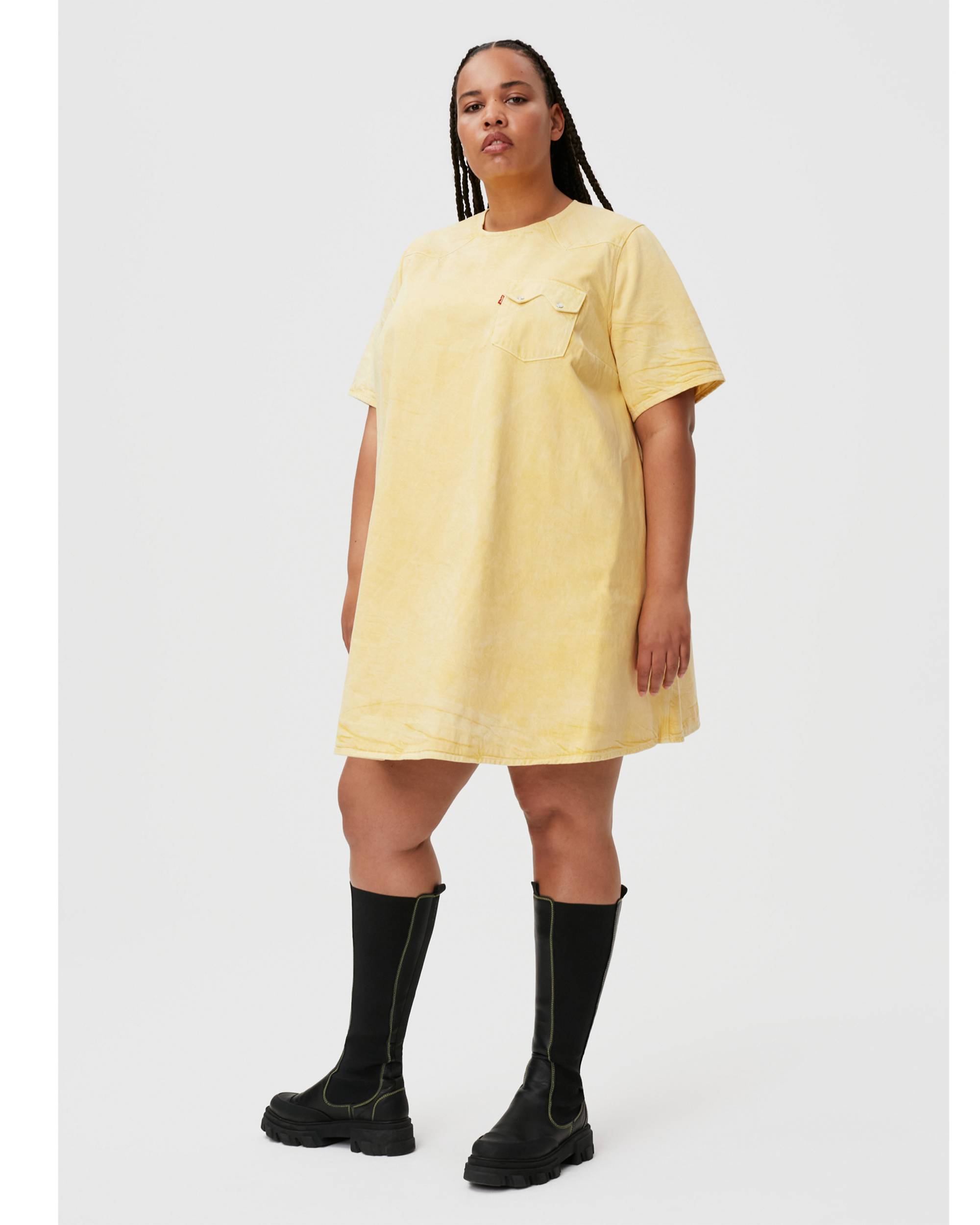 Levi's® X Ganni Sawtooth Trapeze Dress - Yellow | Levi's® US Levi's® X Ganni Sawtooth Trapeze Dress - Yellow | Levi's® US