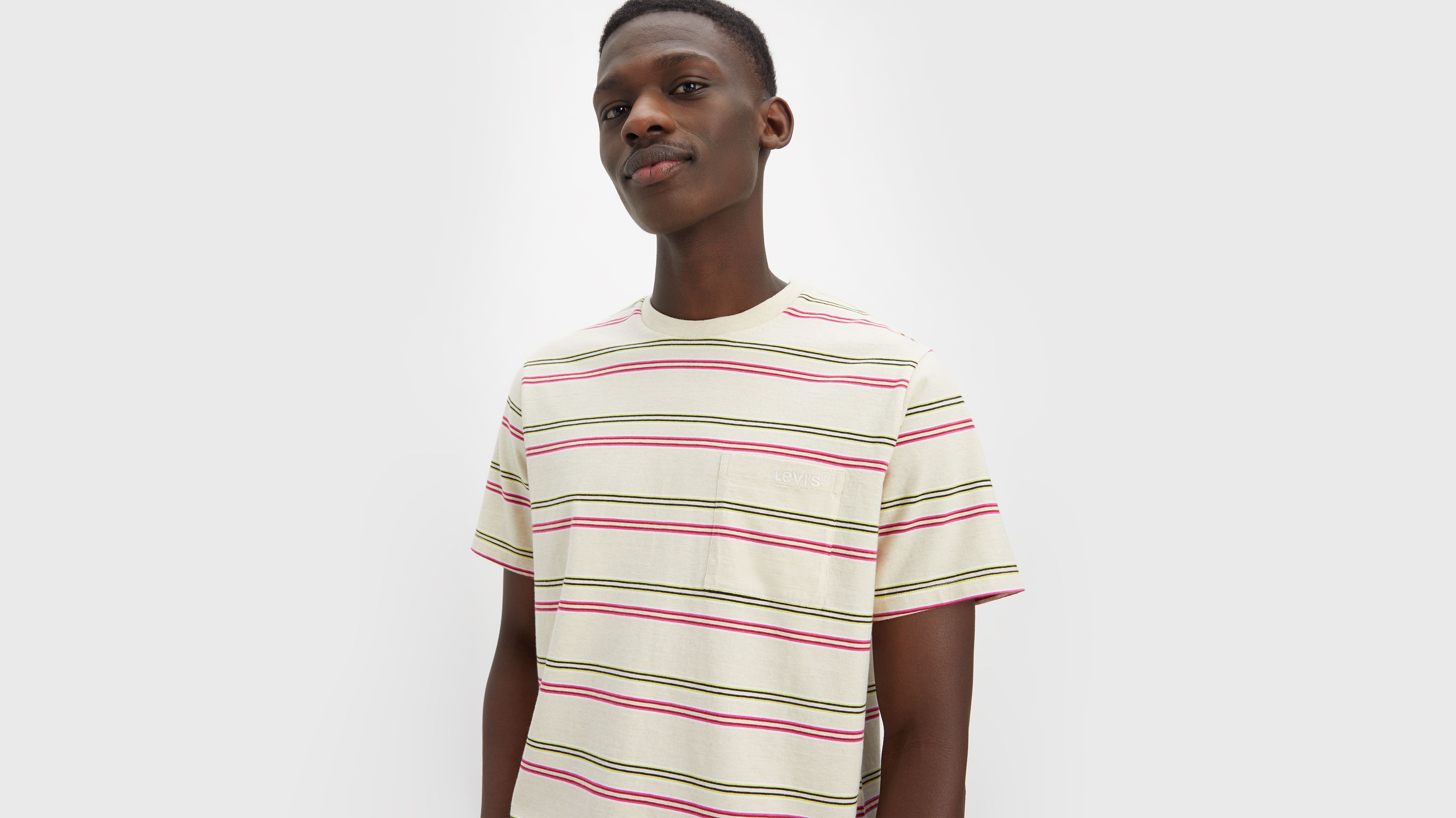 men's striped pocket tee shirts