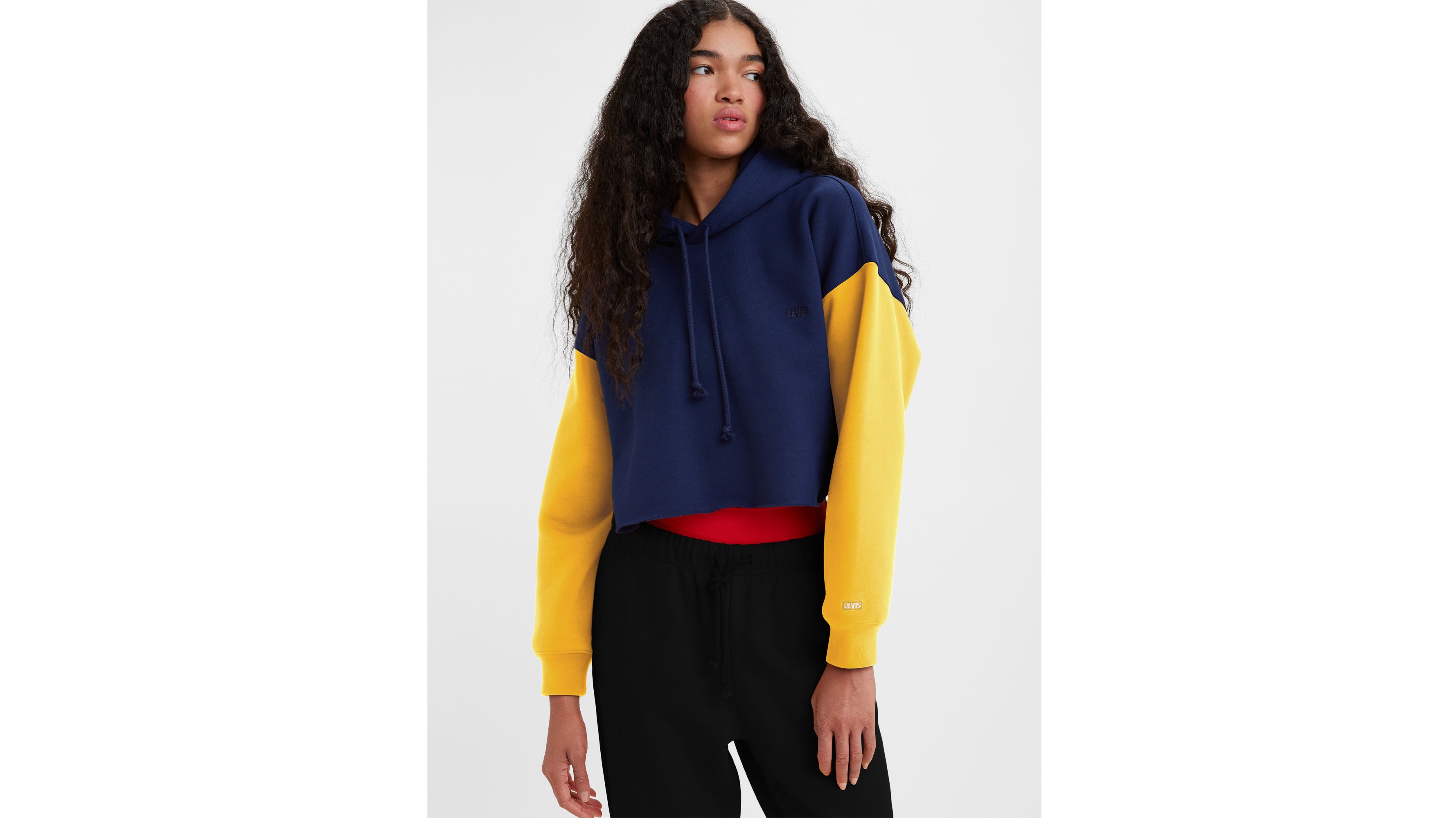 Levis raw cut outlet cb crop hoodie colorblock