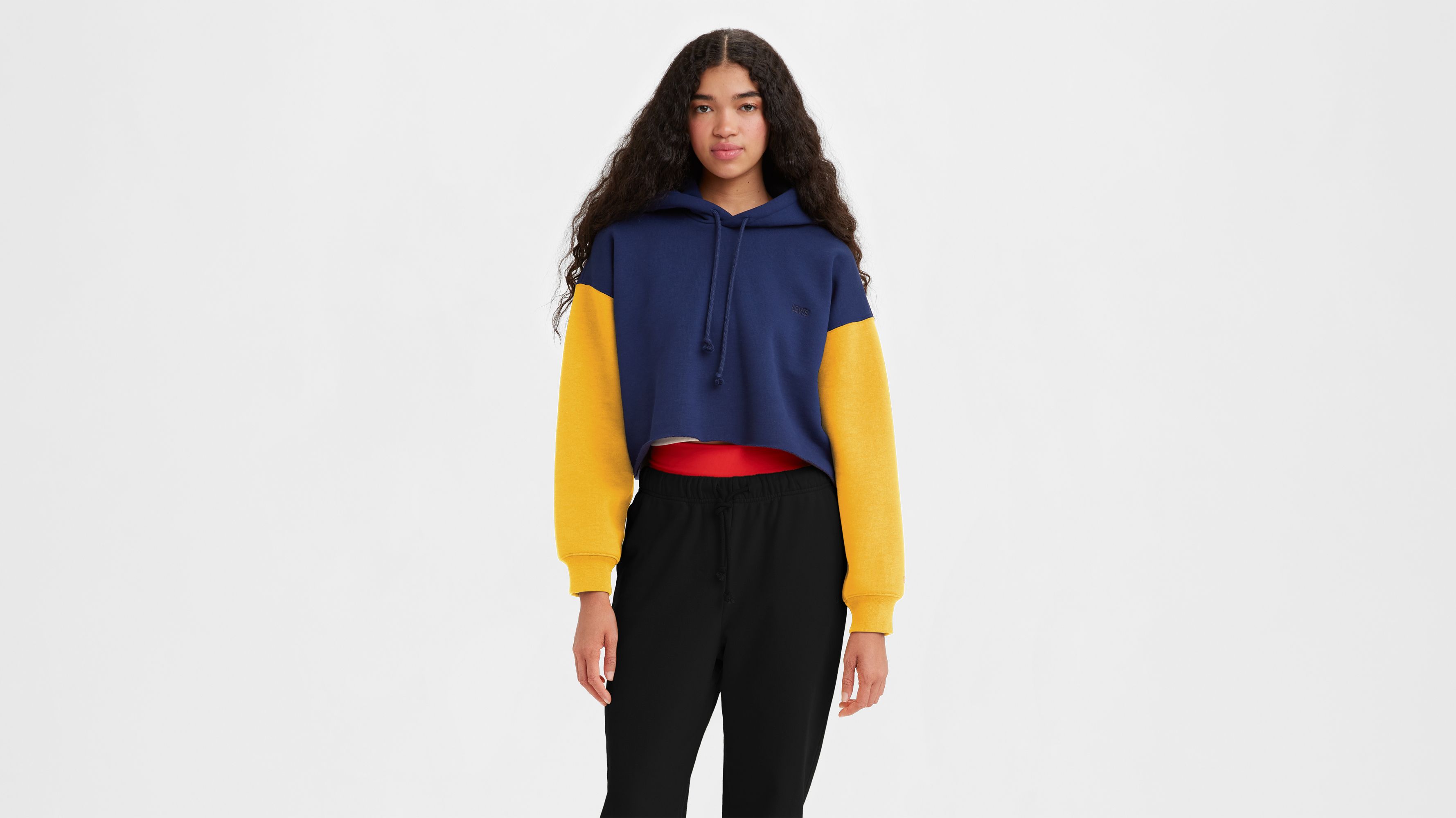 Levis raw cut outlet cb crop hoodie colorblock