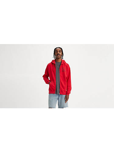 리바이스 Levi Gold Tab Full Zip Sweatshirt,Urban Red - Red
