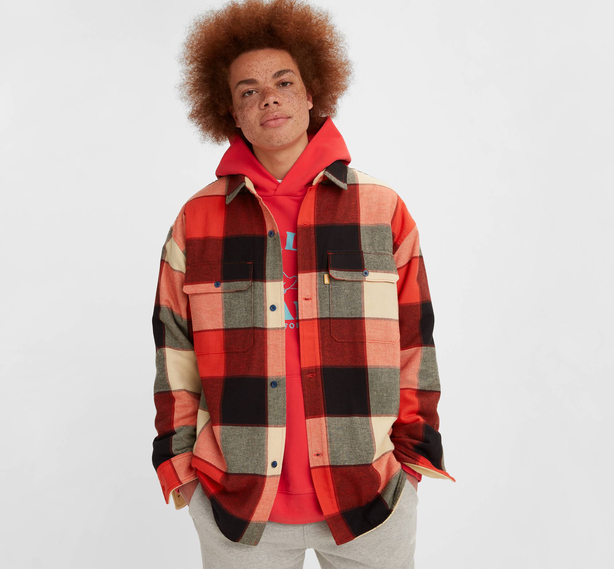 Gold Tab™ Plaid Jackson Flannel Worker Overshirt - Red | Levi's® US