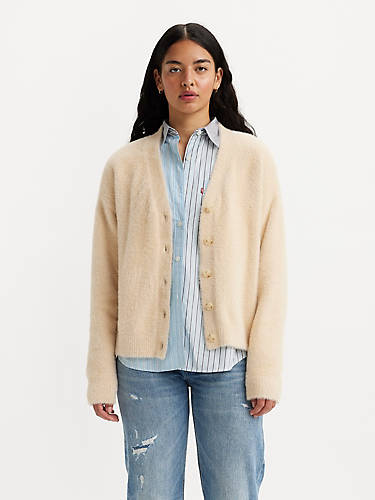 리바이스 Levi Gallery Cardigan Sweater,Macadamia - White