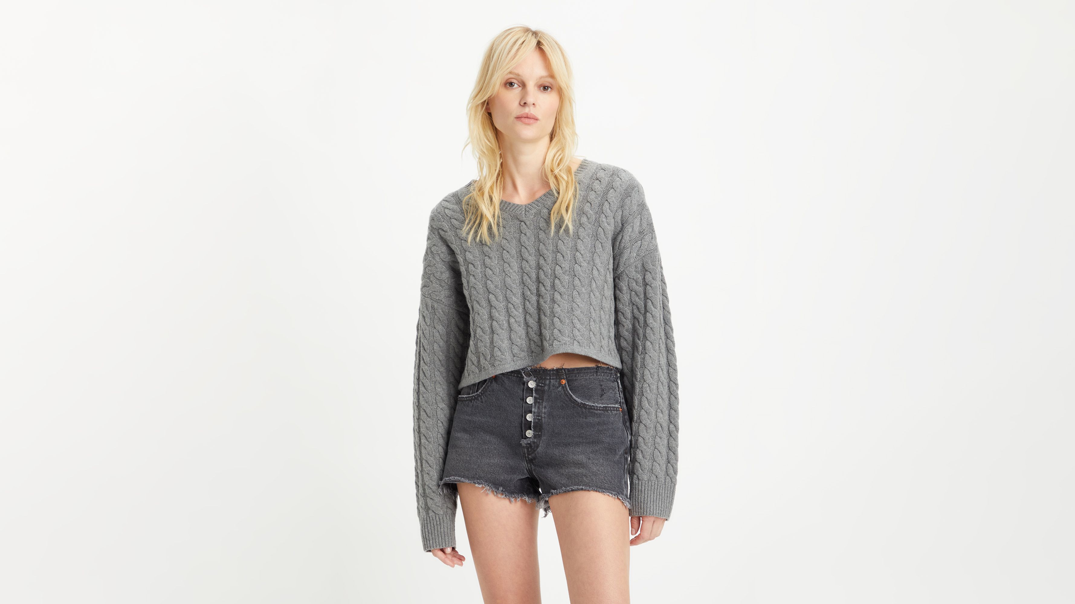 Rae Cropped Sweater - Grey