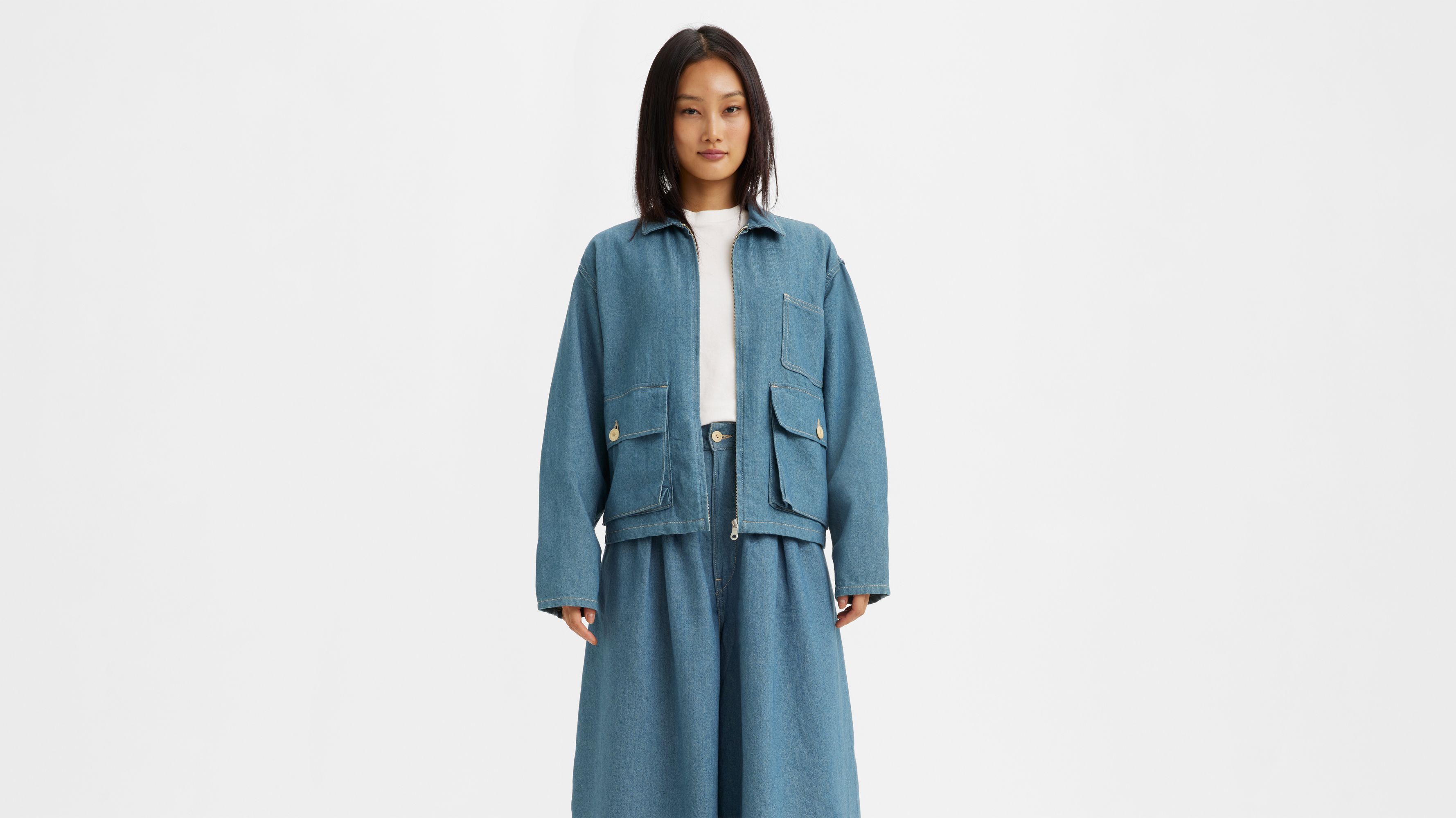 Levi&rsquo;s® Made & Crafted® Denim Family Cropped Jacket - Blue | Levi&rsquo;s® FR