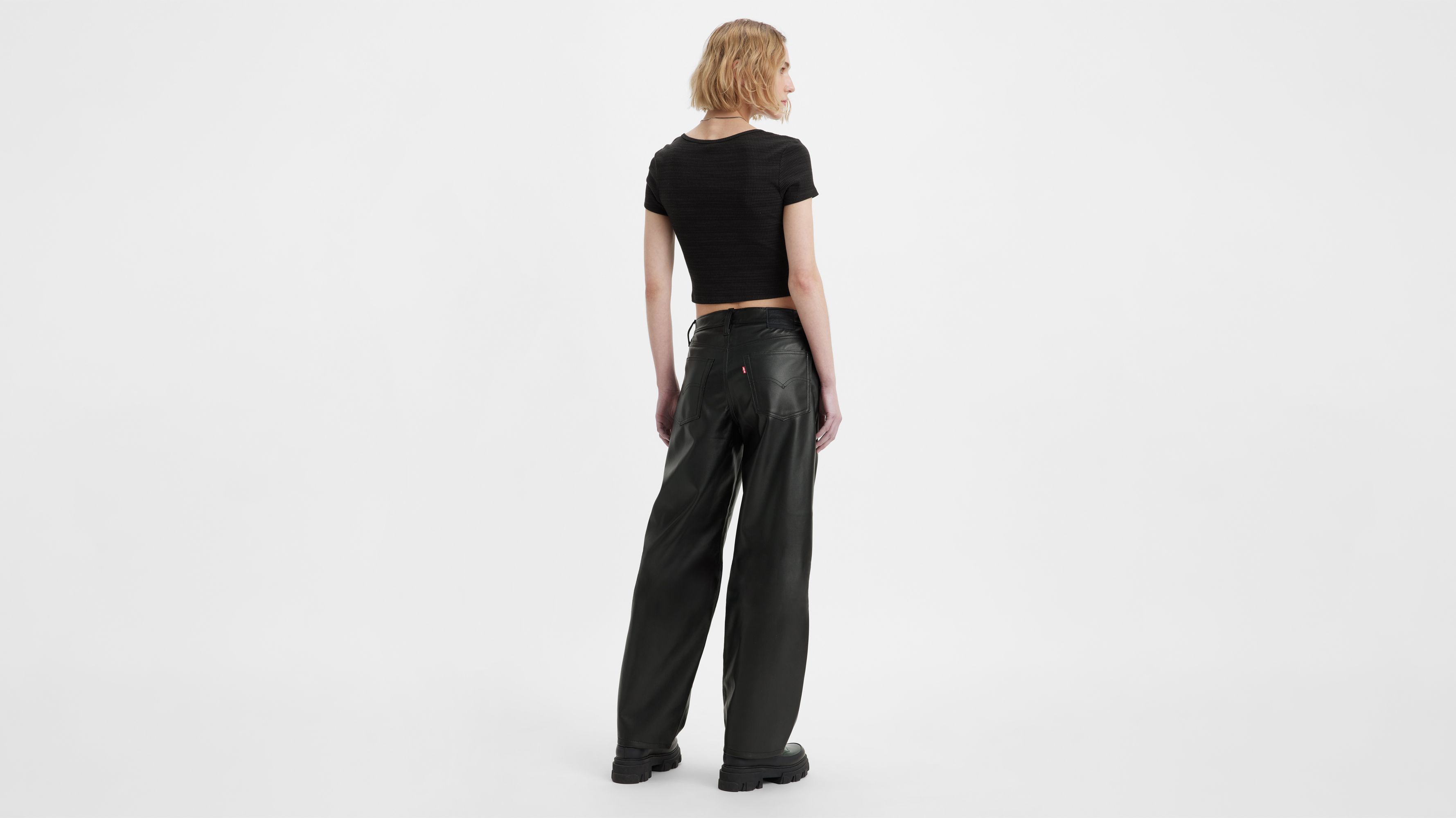 Faux Leather Baggy Dad Women's Pants 4