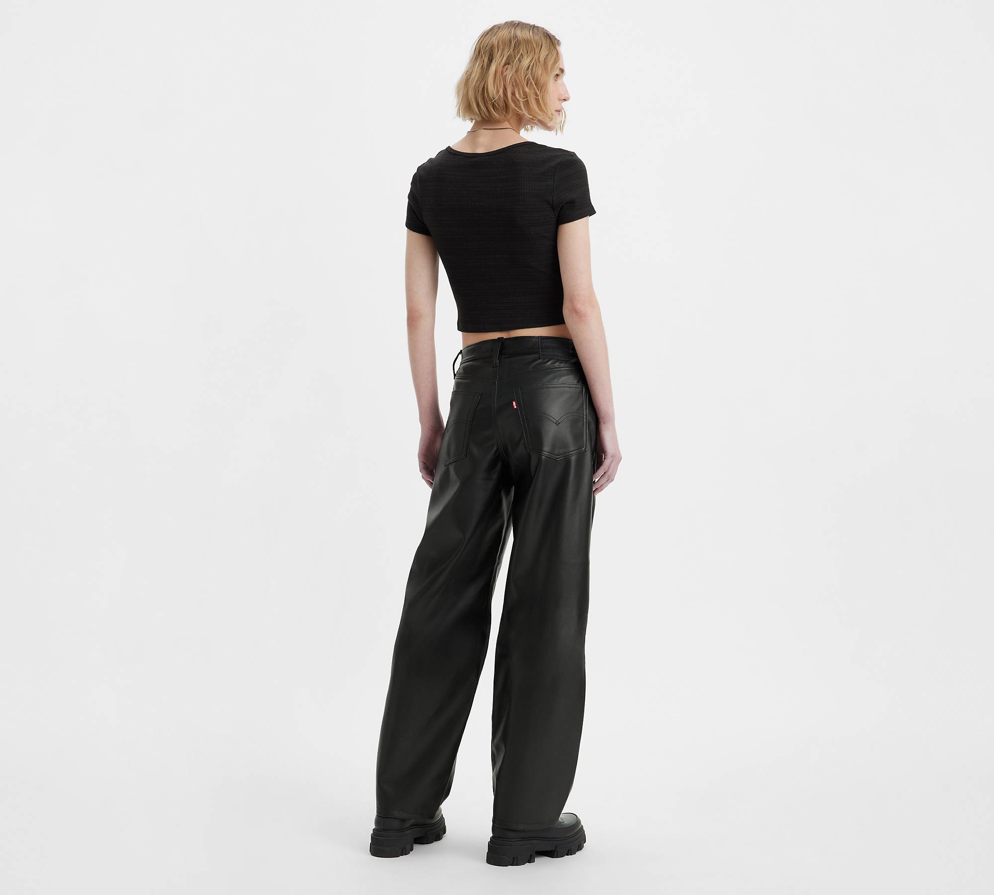 Faux Leather Baggy Dad Women's Pants - Black | Levi's® US