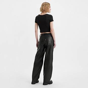 Faux Leather Baggy Dad Jeans 4