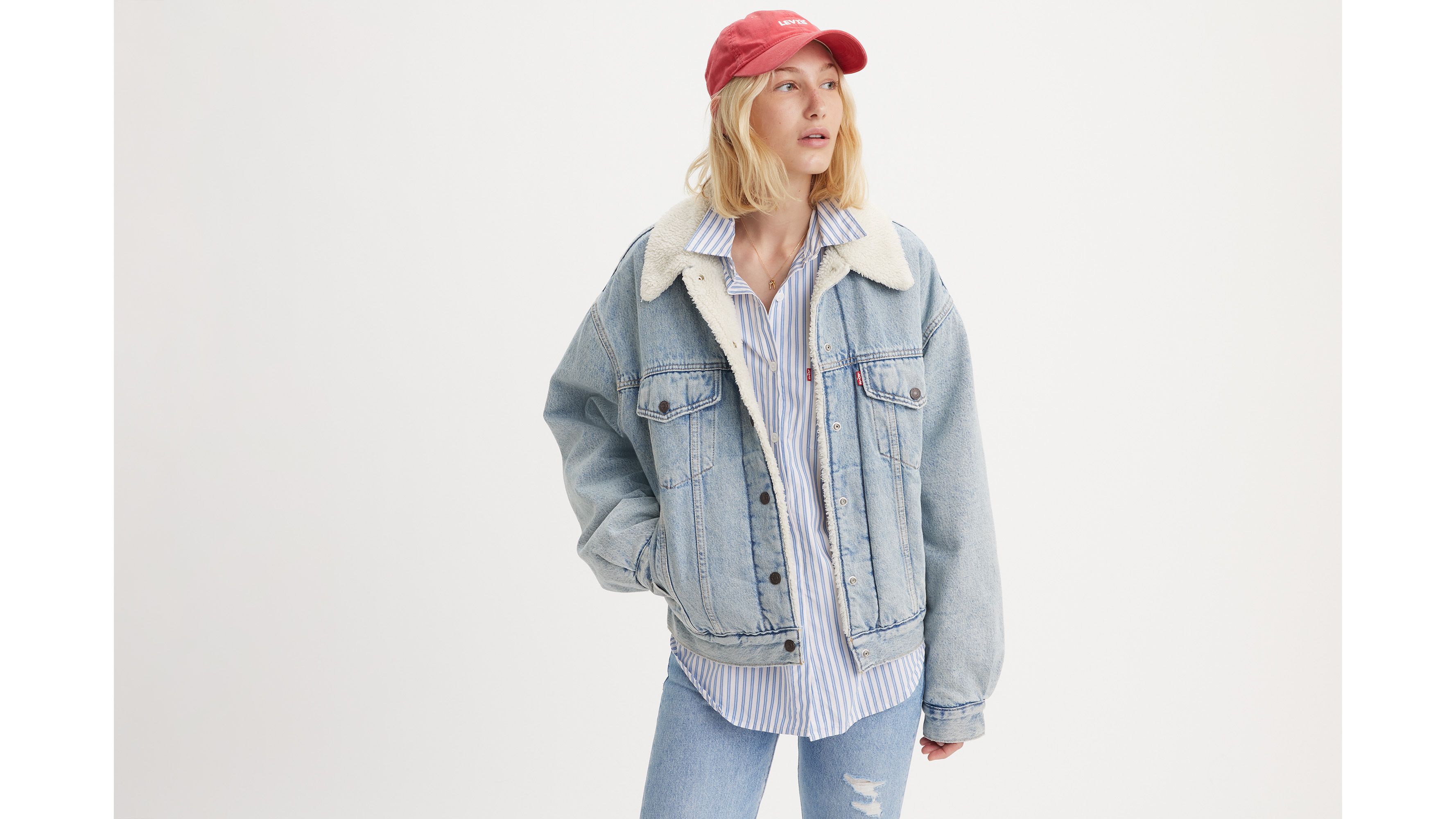 90s Sherpa Trucker Jacket - Medium Wash