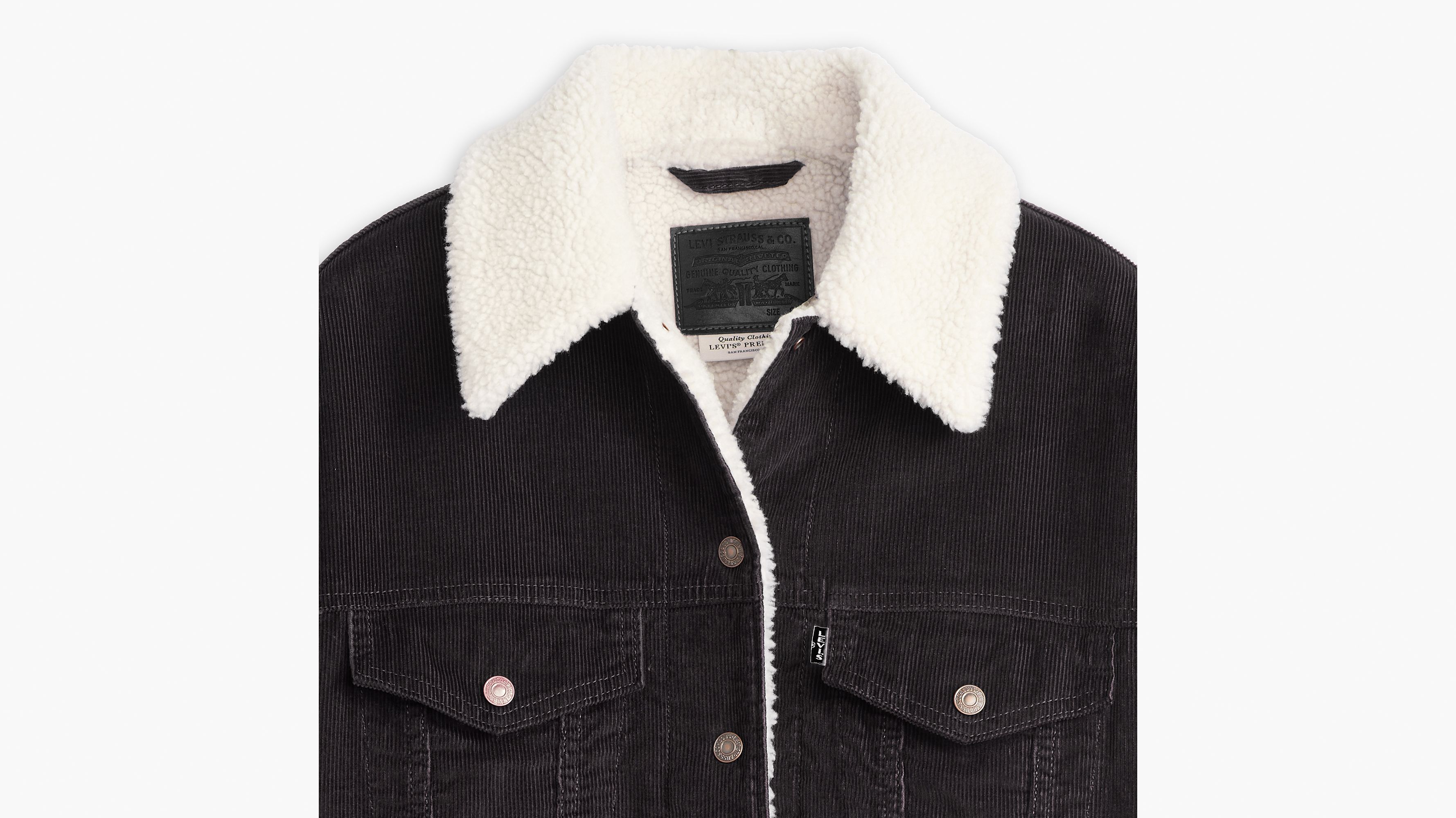 Black corduroy levi jacket on sale