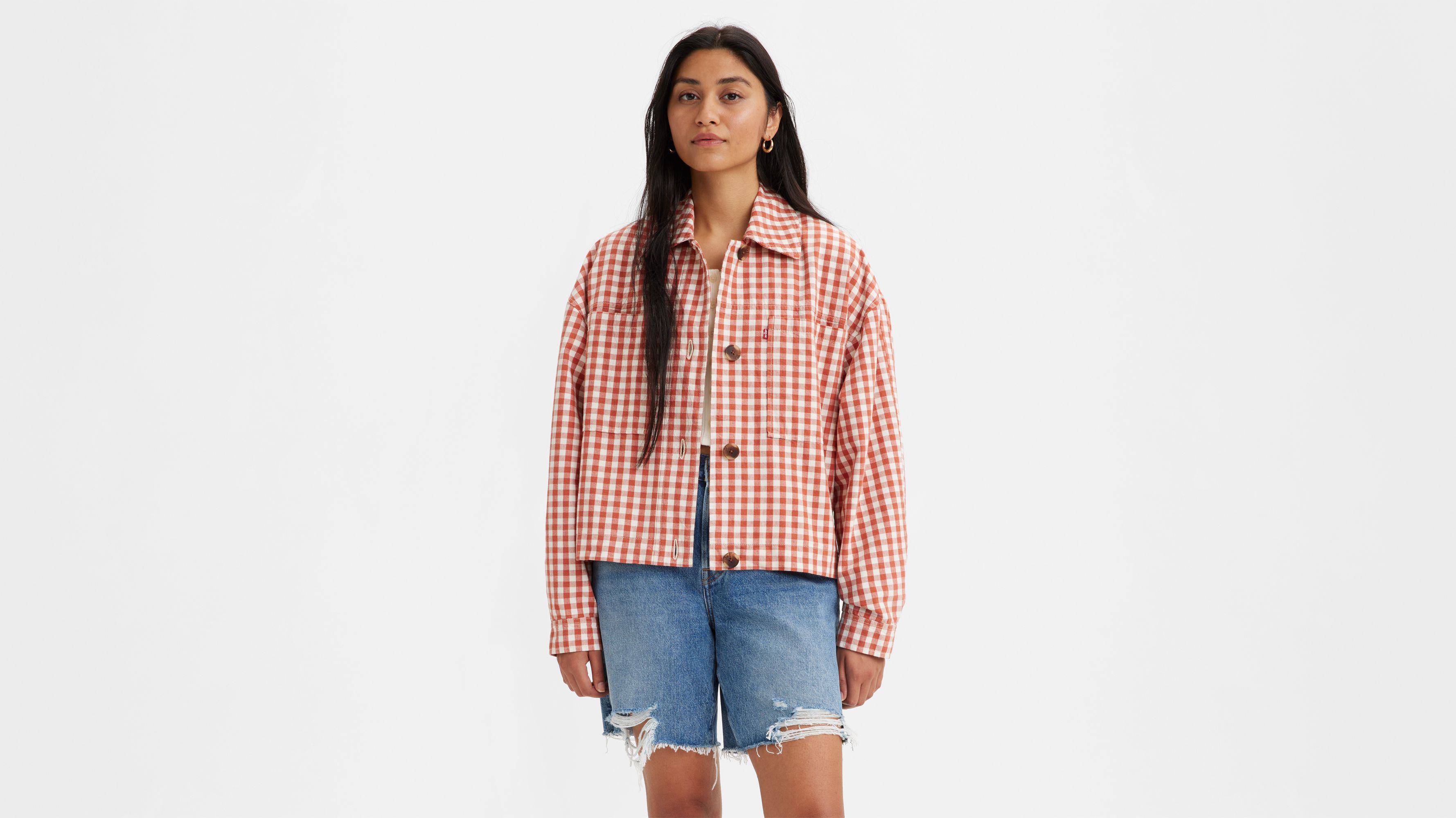 90s evisu gingham check shirt jacket 短丈 SD-TEN-2620-ORG-Web_1c9530d3-