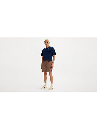 리바이스 Levi Gold Tab Warm Up Nylon Mens Shorts,Piper Stripe Incense - Brown