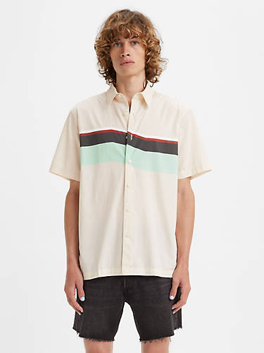 리바이스 Levi Short-sleeve Richmond Relaxed Fit Shirt,Stripe Birch - Multi-Color