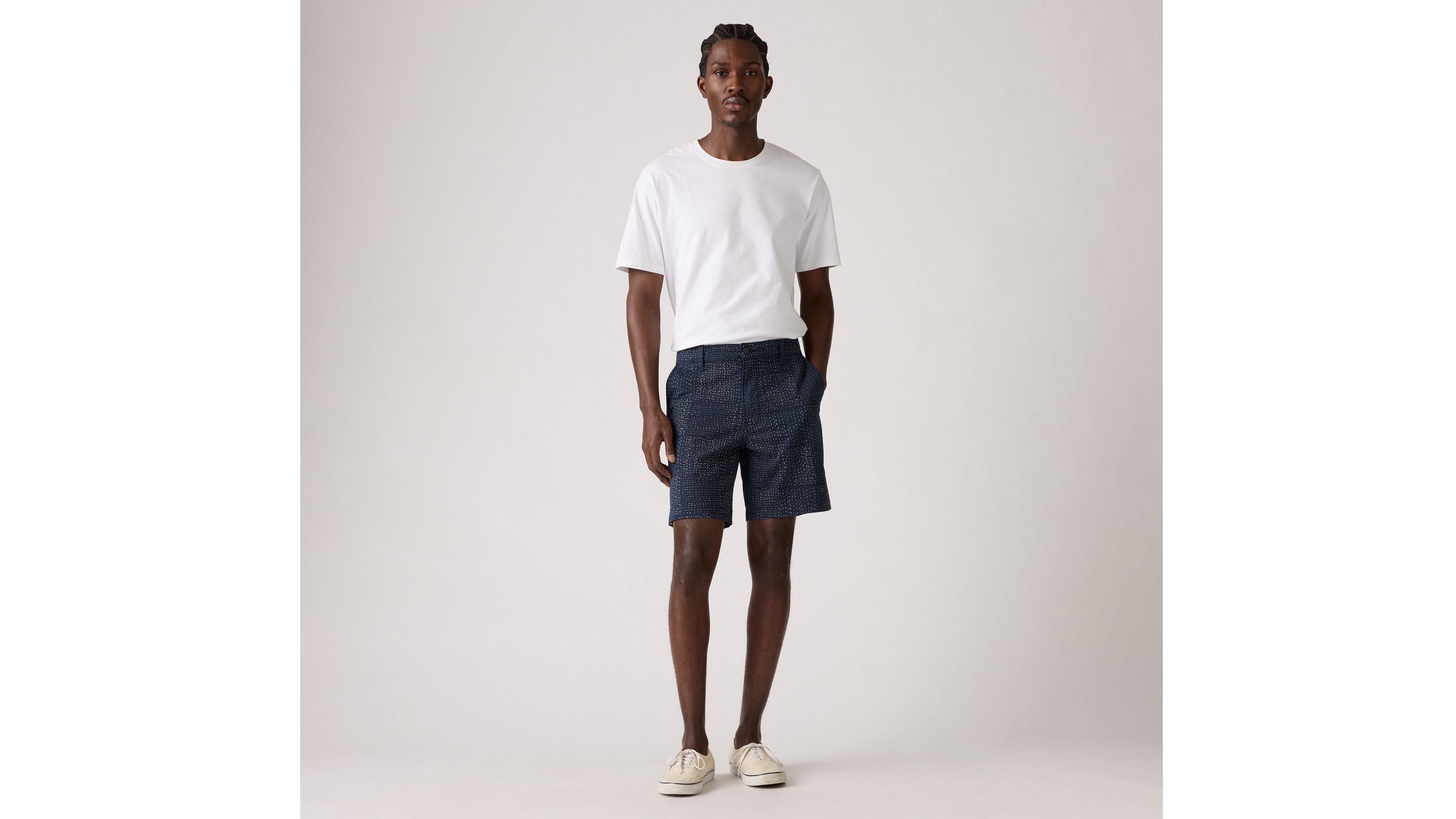 Levi's Xx Chino Authentic Relaxed Shorts In Navy Blazer Shala Printed Stitch