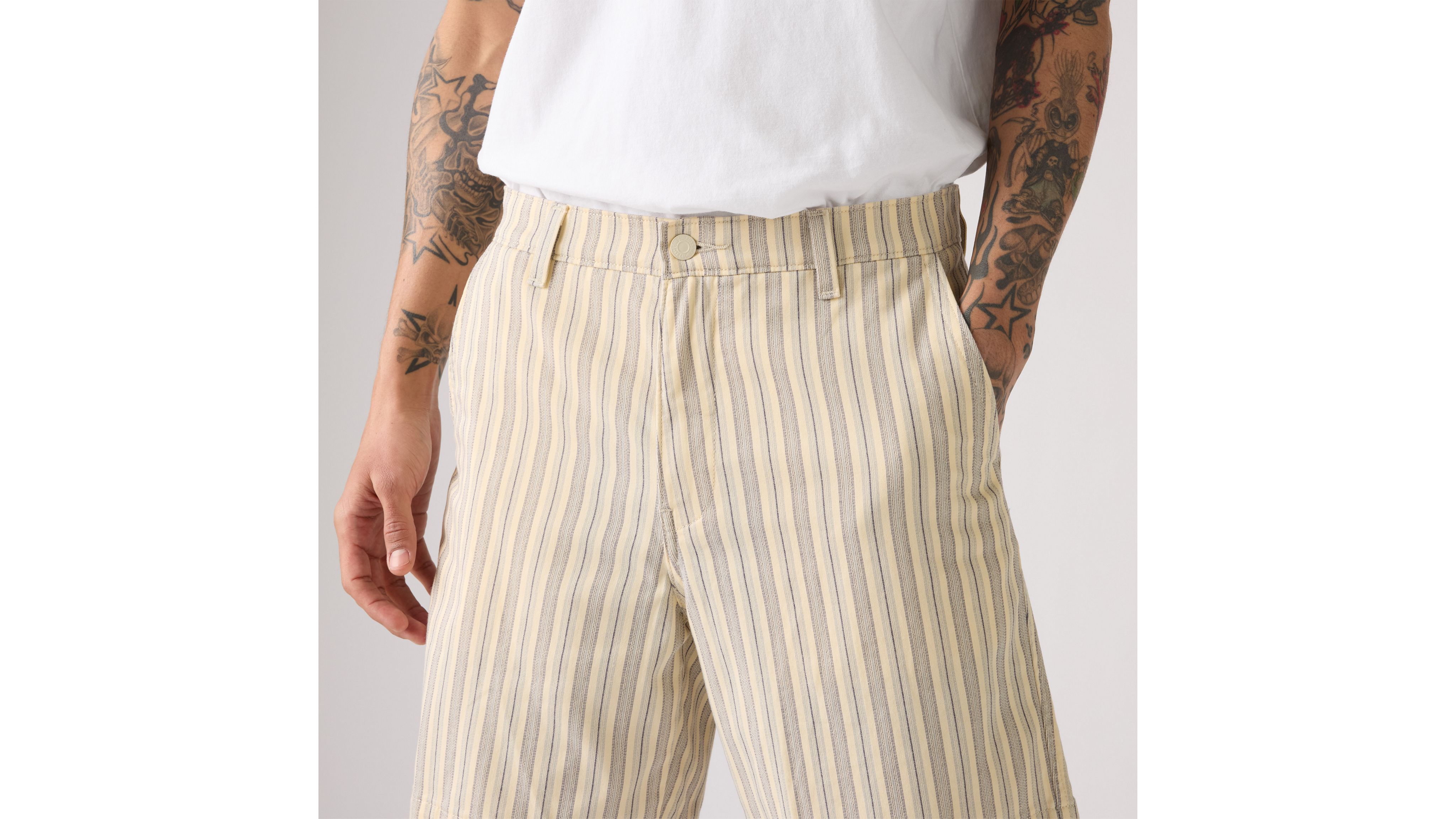 Levi's Xx Chino Authentic Relaxed Men's Shorts 32x8 In Vanilla Astral Aura Stripe