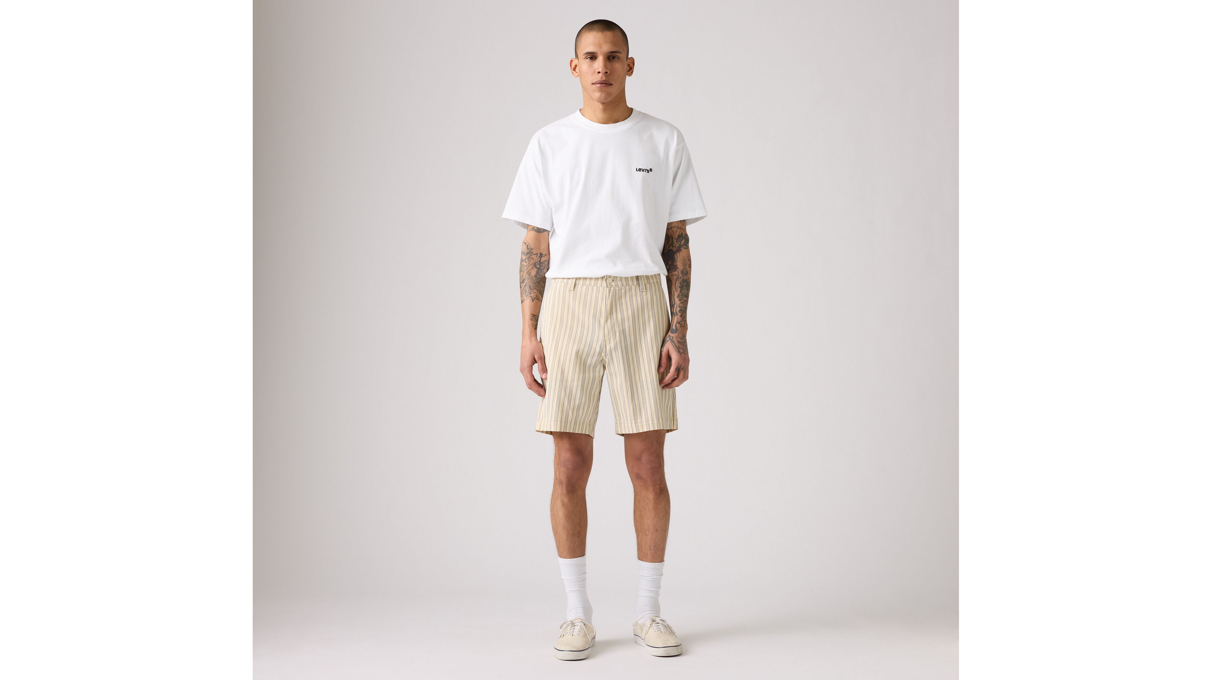 Levi's Xx Chino Authentic Relaxed Men's Shorts 32x8 In Vanilla Astral Aura Stripe