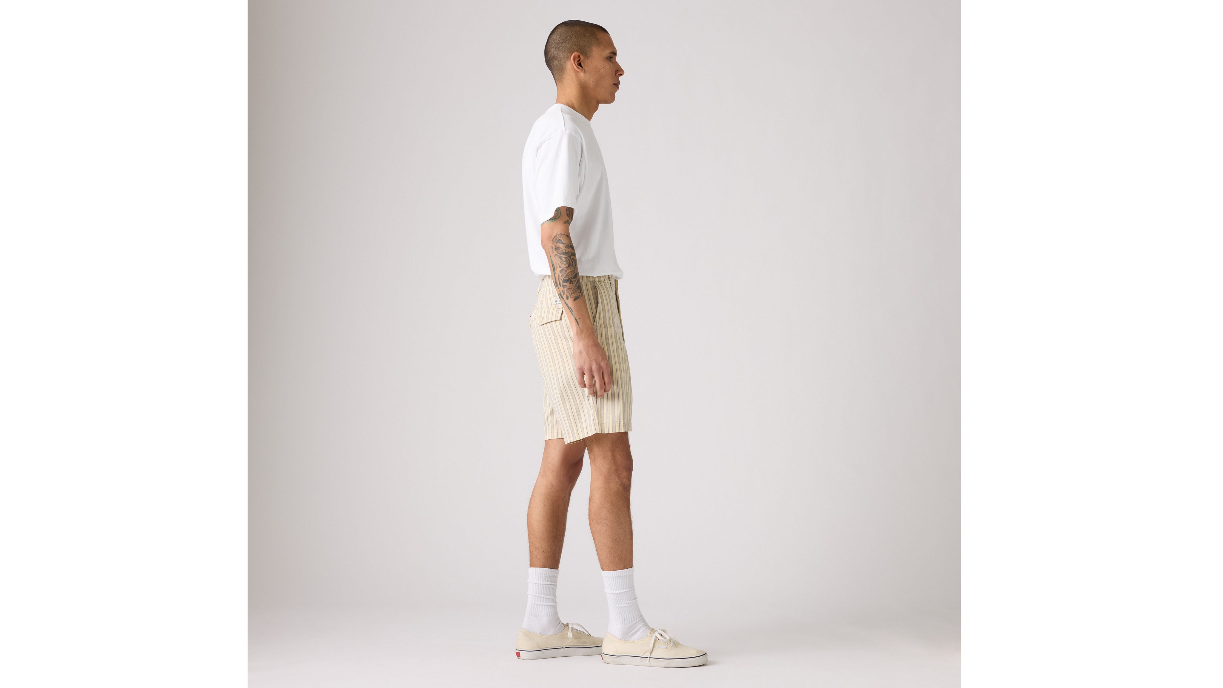Levi's Xx Chino Authentic Relaxed Men's Shorts 32x8 In Vanilla Astral Aura Stripe