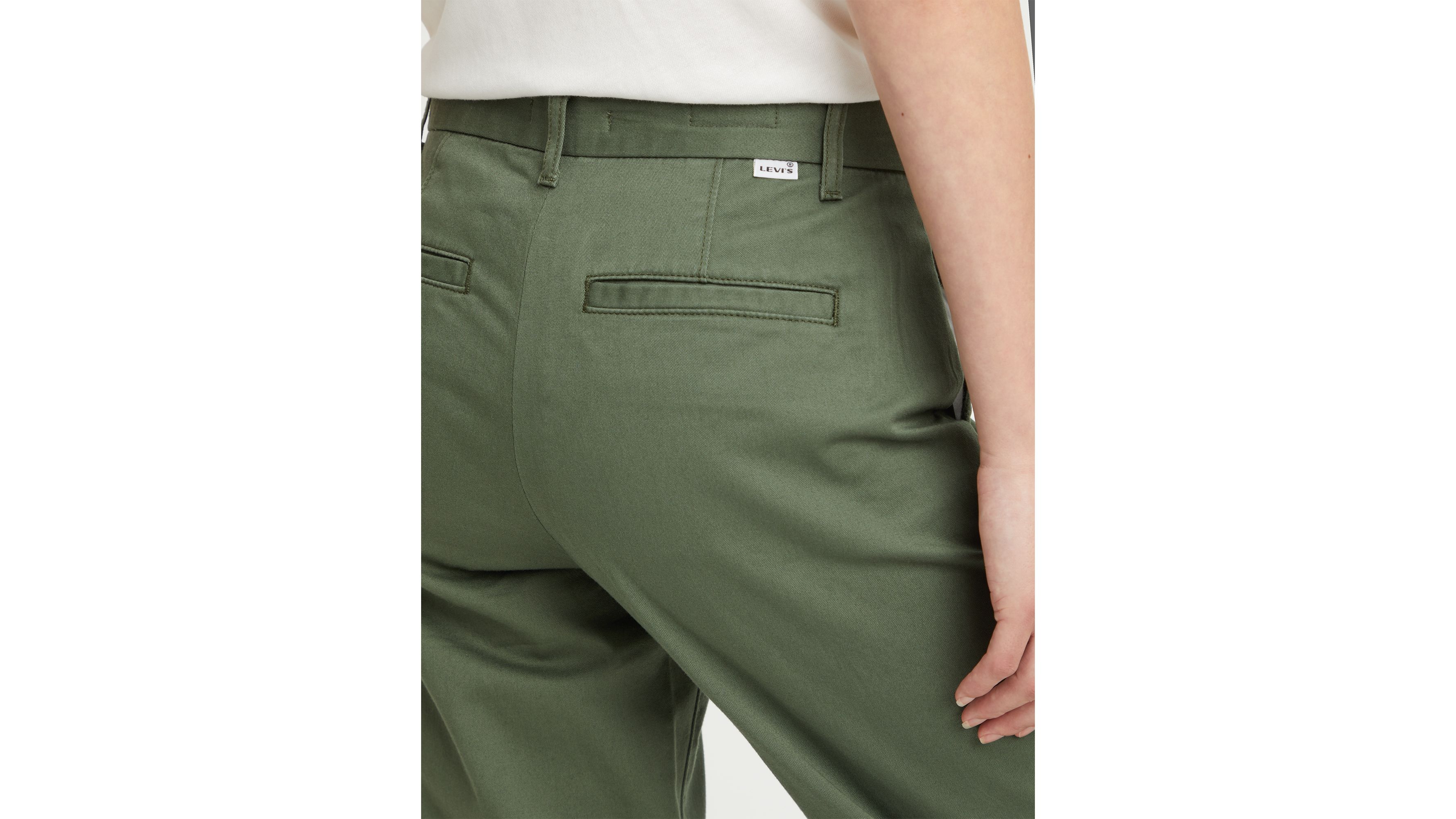 AspennigeriaShops - Olive Green - Men's chino pants in linen and cotton  with ribbon slim Torino Oxford