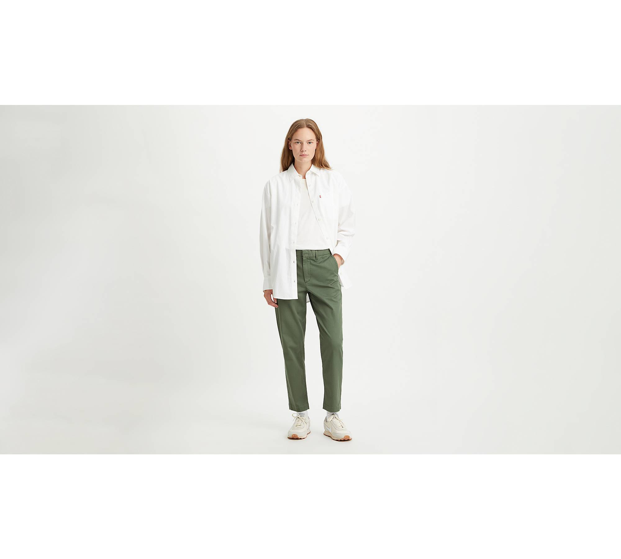 Essentials Women's Straight-Fit Stretch Twill Chino Pant