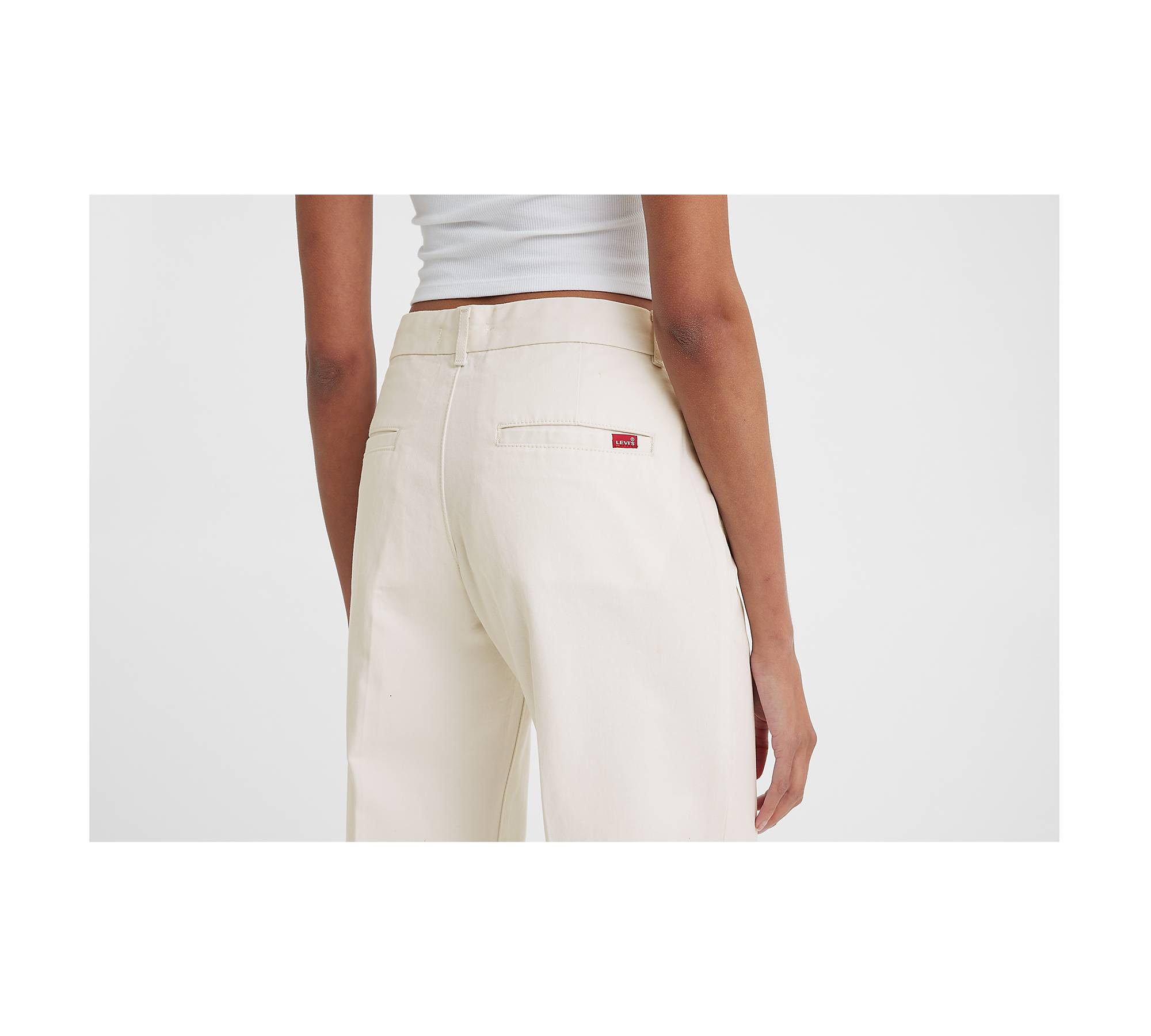 White trousers high waist for women comfortable and loose chiffon