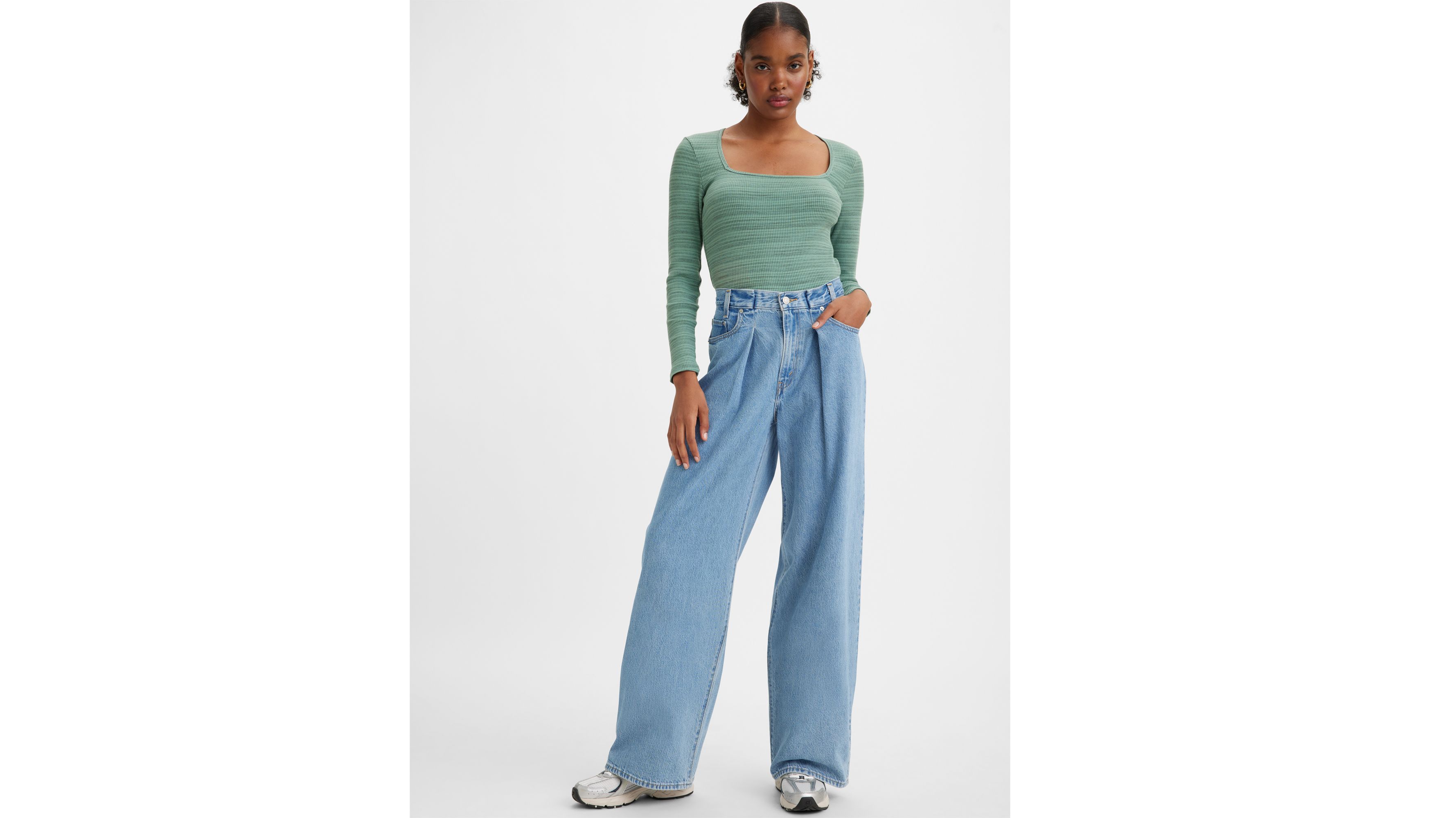 Folded Pleated Baggy Dad Pants - Blue | Levi's® GE