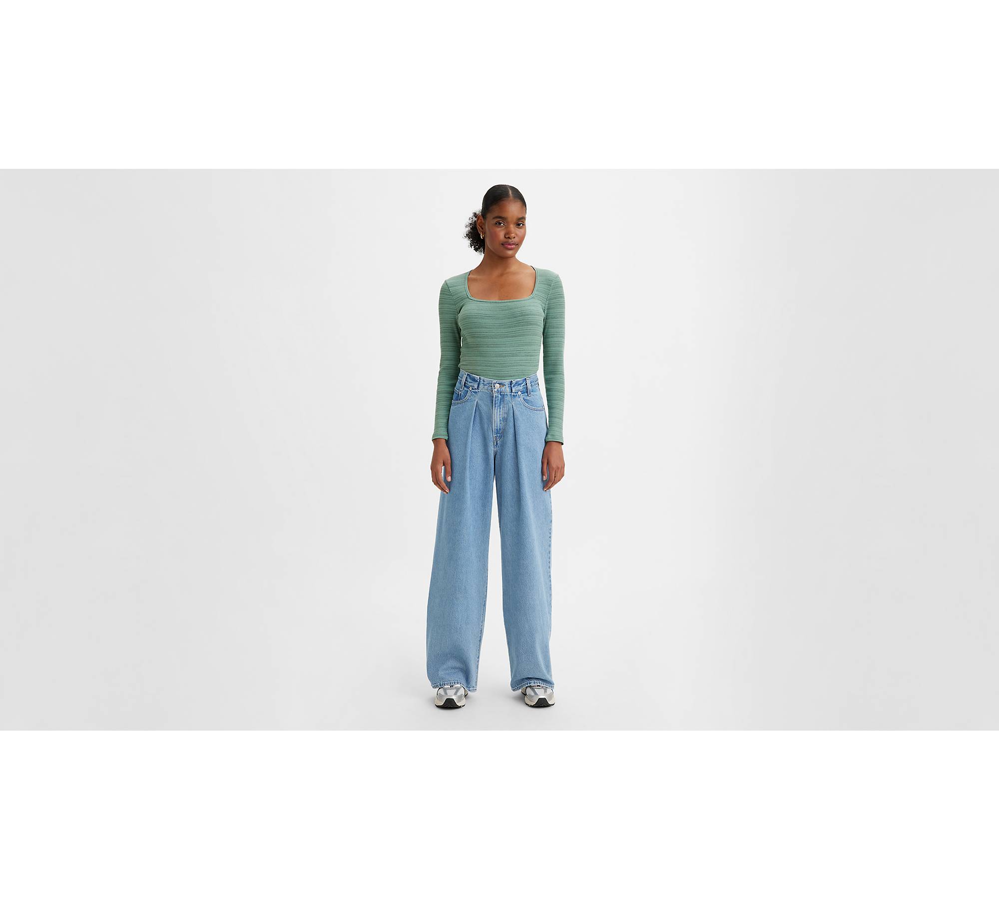 Folded Pleated Baggy Dad Pants - Blue | Levi's® IT
