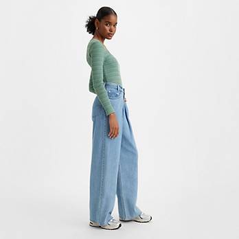 Pleated Baggy Dad Women's Jeans 3