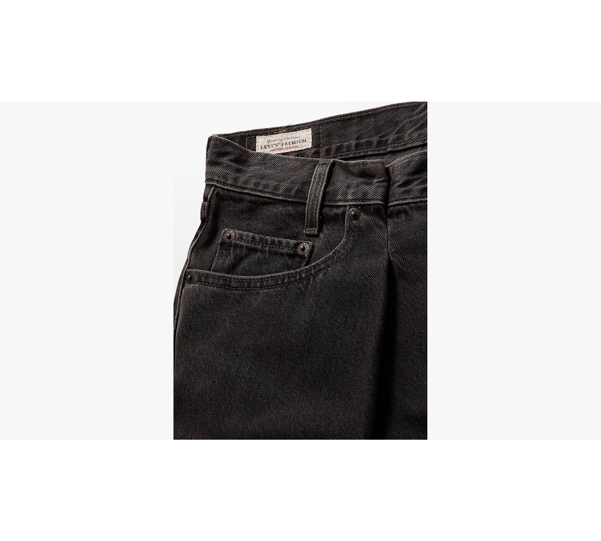 Pleated Baggy Dad Women's Jeans - Black