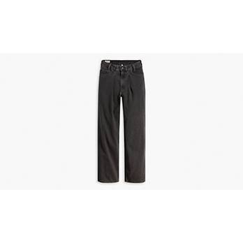 Pleated Baggy Dad Women's Jeans - Black