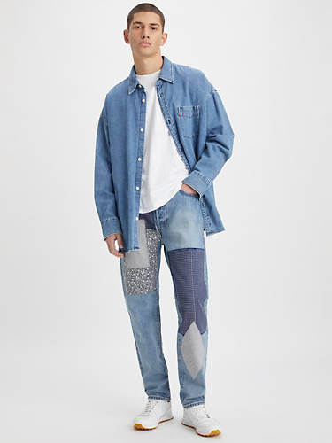 리바이스 Levi 501 54 Original Fit Mens Jeans,Medium Indigo Pattern - Medium Wash - Non Stretch