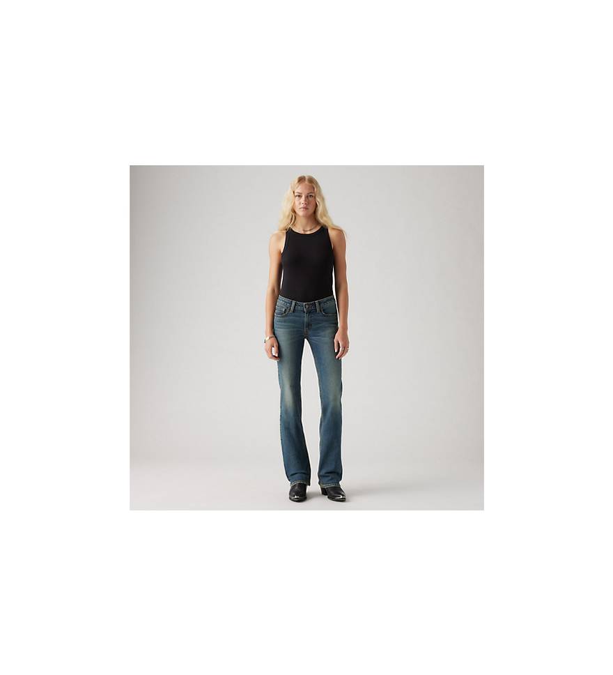 Women's Bootcut Jeans low waist denim Pants stretch light Blue Trousers  Belted