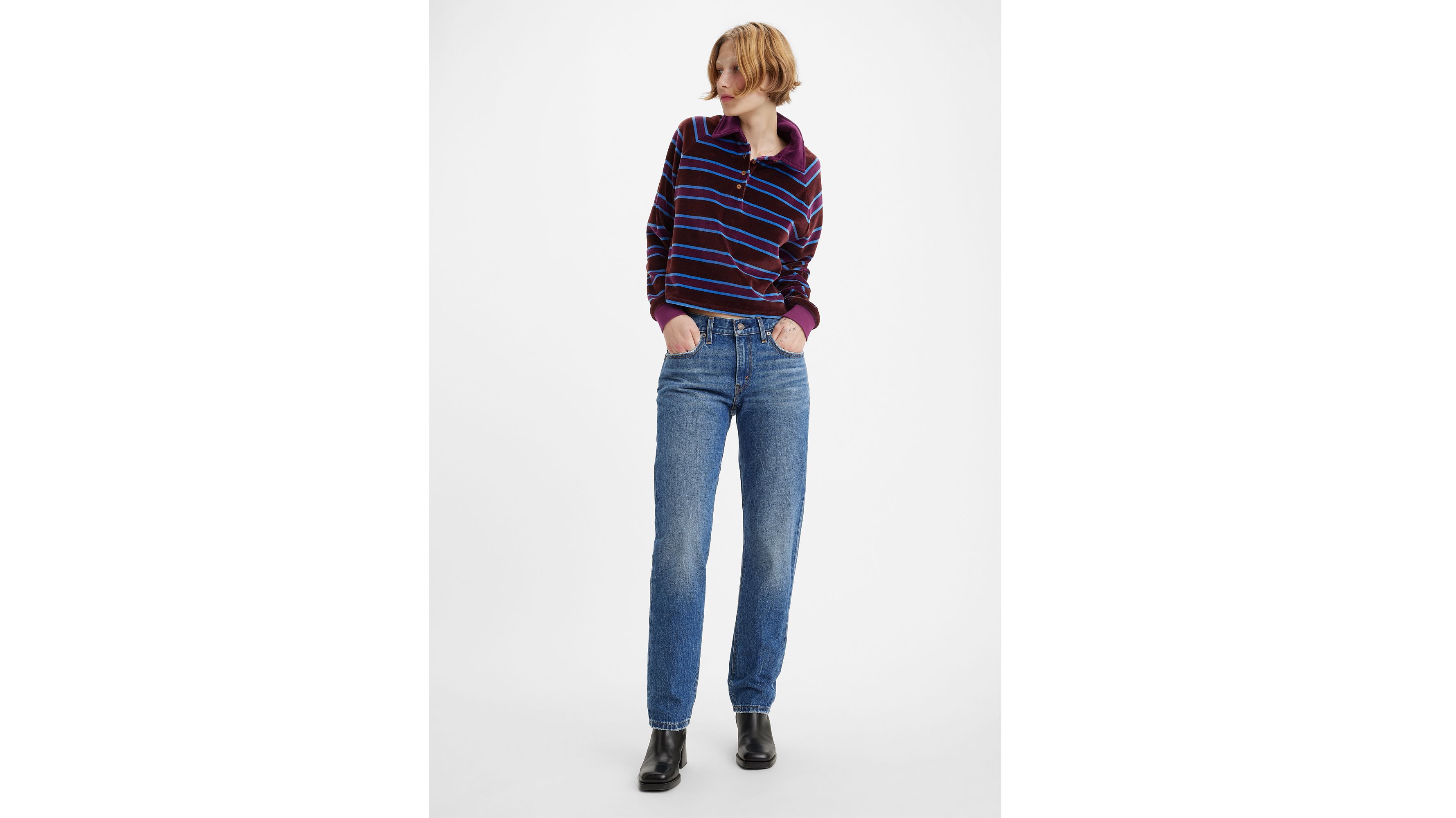 Women's Mid Rise Straight Leg Jeans