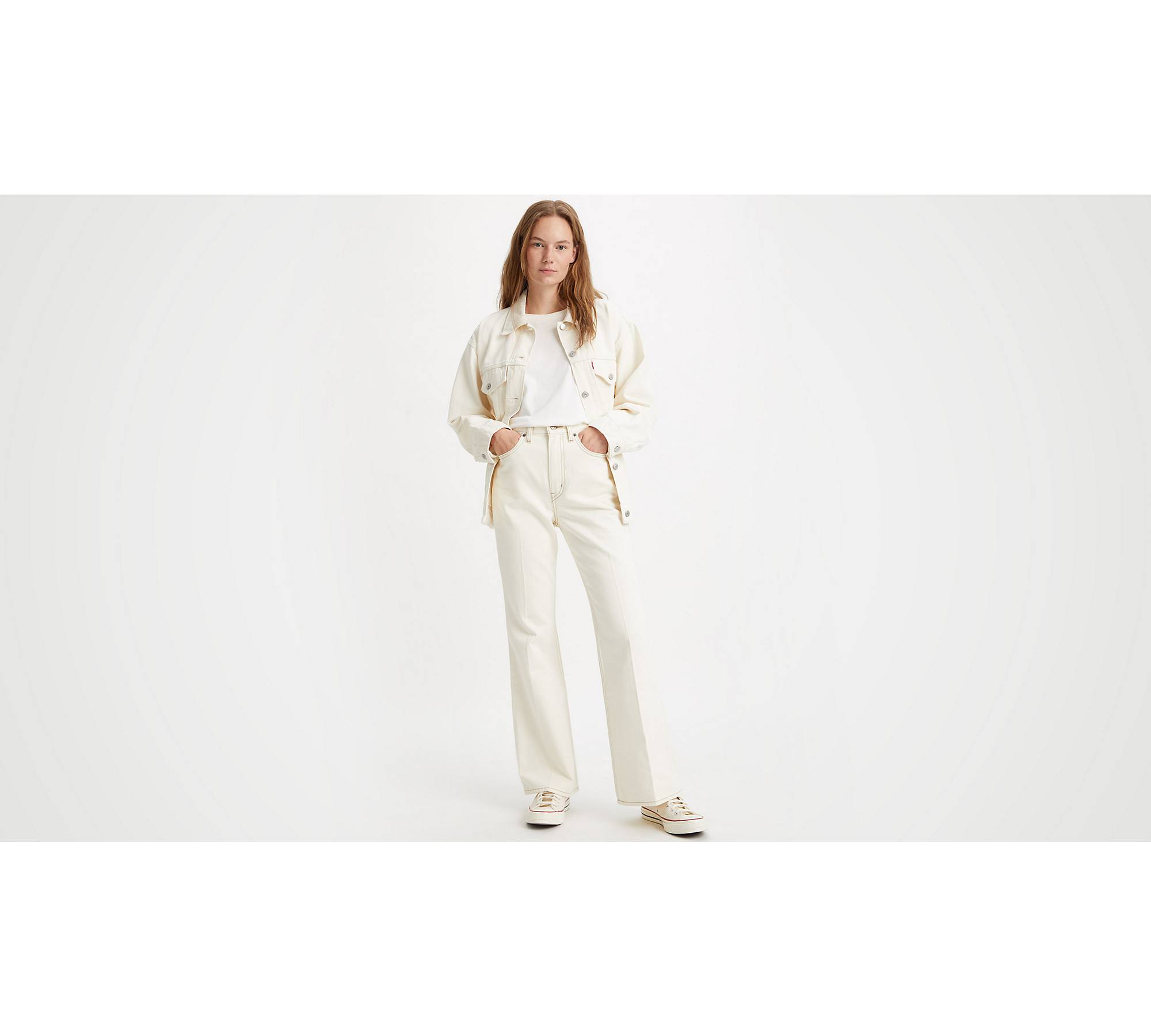 70's Movin' On High Rise Flare Jeans - White
