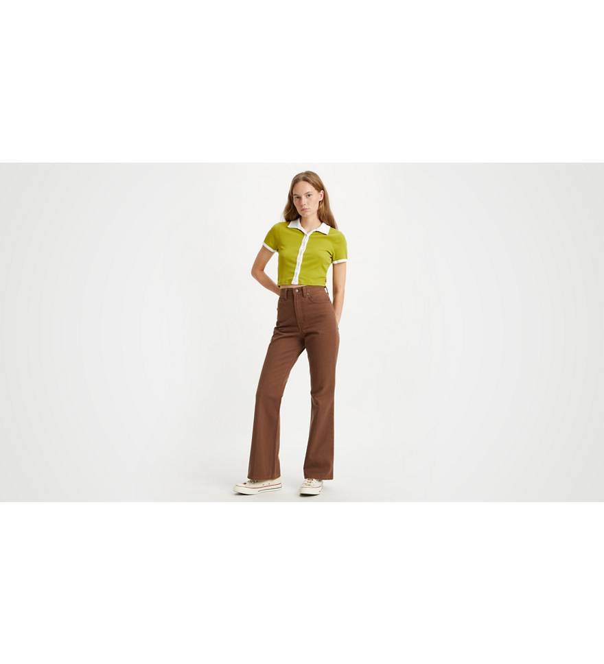 70's Movin' On High Rise Flare Jeans - Brown