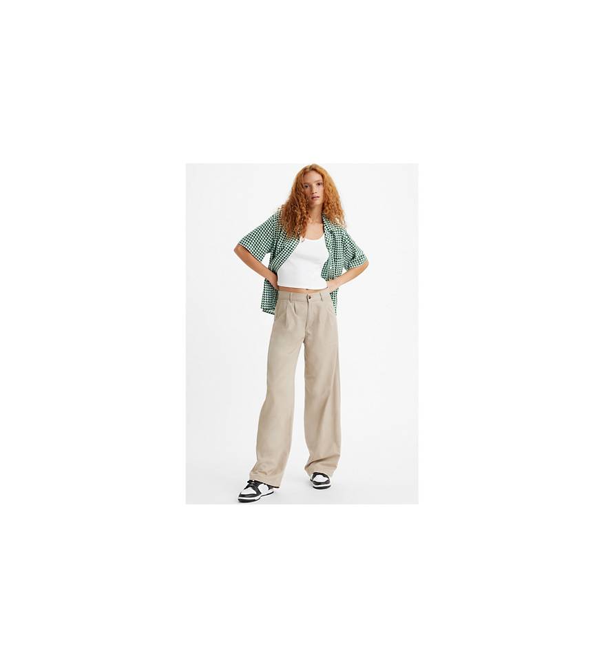 High Rise Pleated Baggy Trouser Pants - Grey