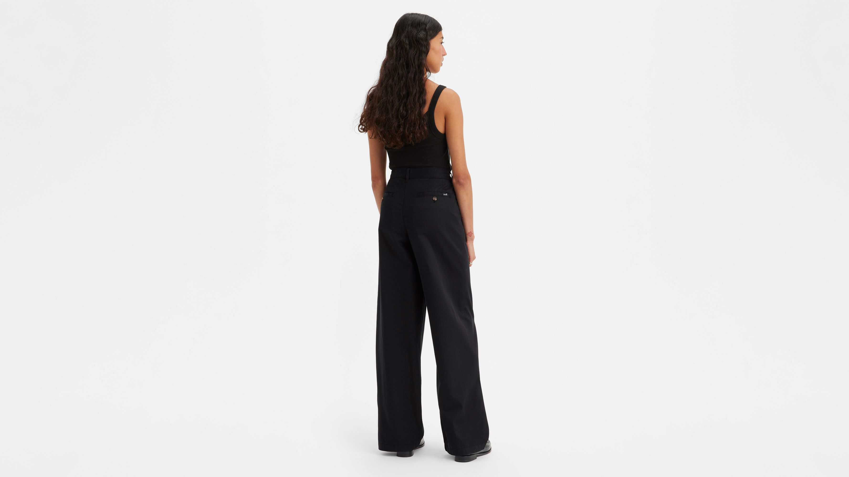 High Rise Pleated Baggy Trouser Pants - Black