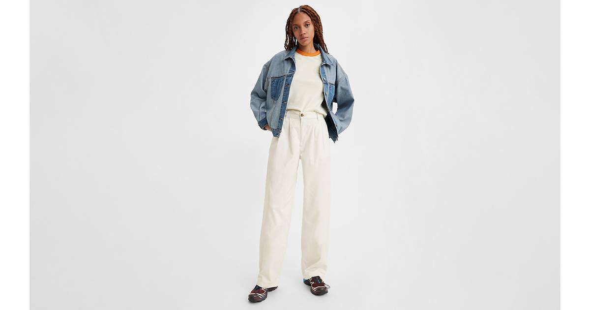 High Rise Pleated Baggy Trouser Pants - White | Levi's® US