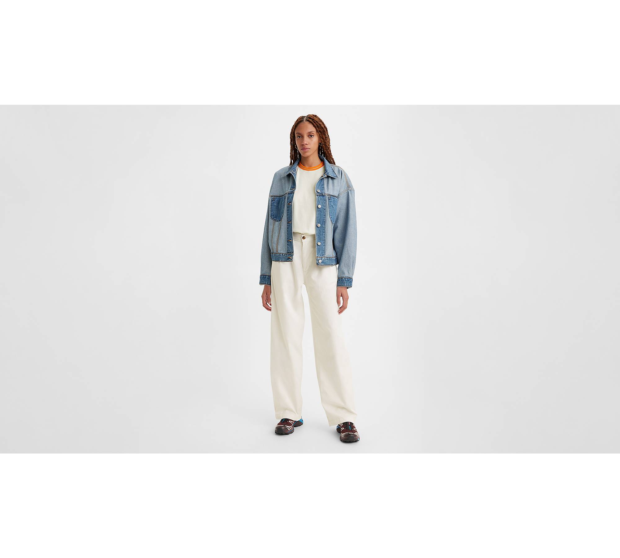 HIGH-RISE CREASED-FRONT FULL-LEG JEANS