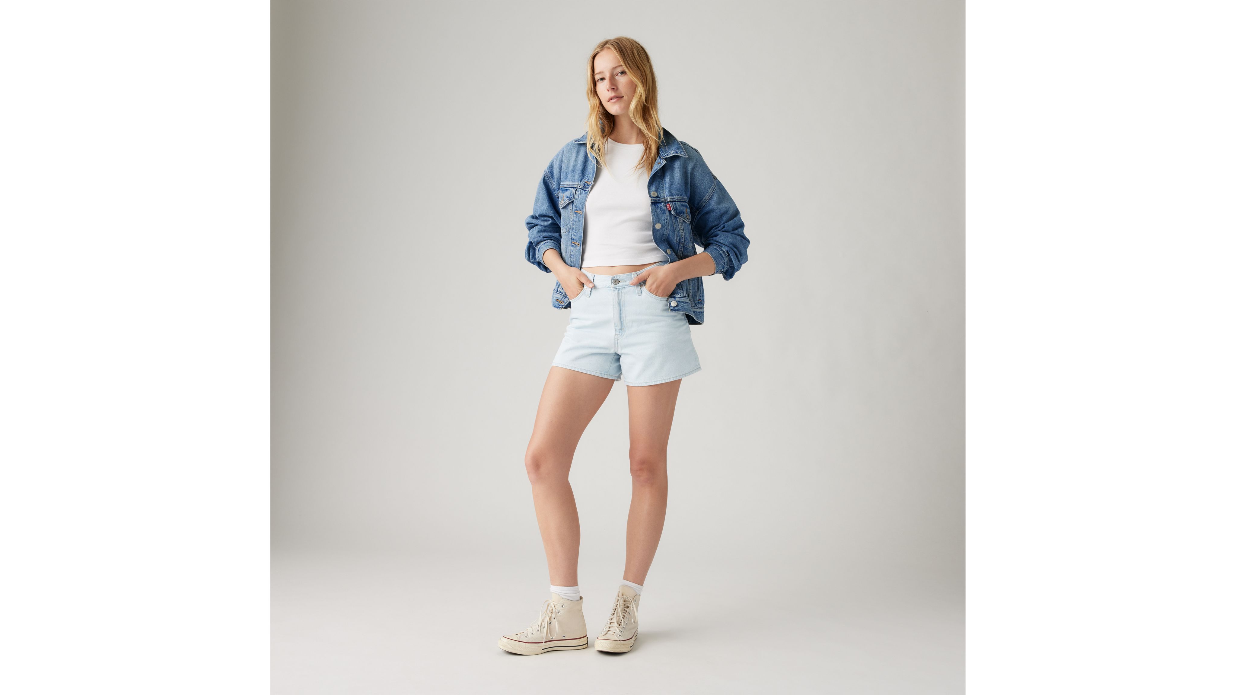 Levi's High-Waisted Mom Shorts Women's Size 31 Dad Jokes Light Wash Denim  Retro