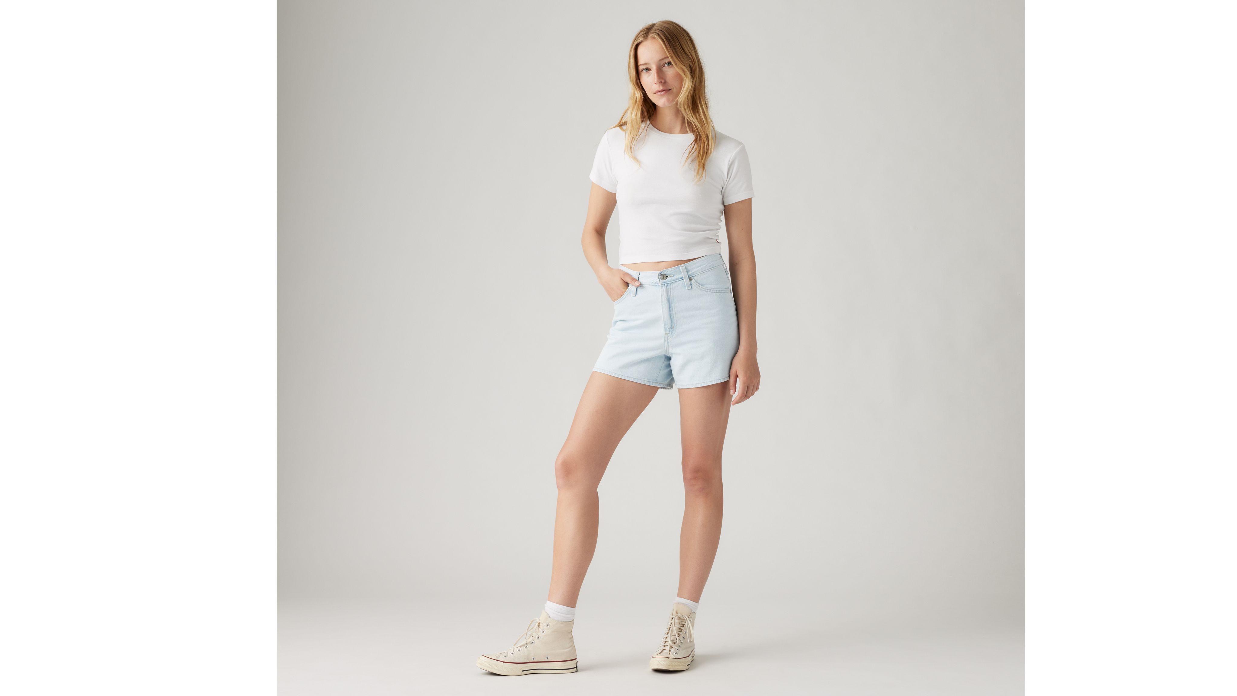 LNP Official  FAE Light Stonewash High Waisted Mom Shorts