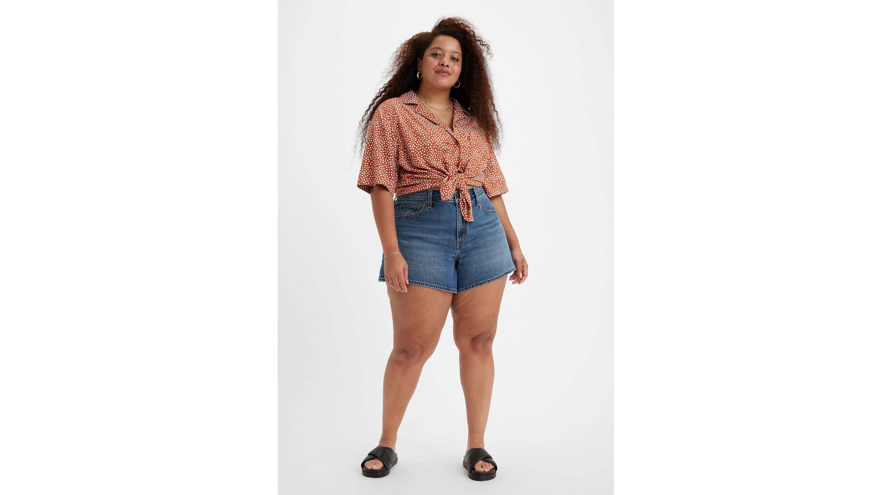 80's Mom Shorts (plus Size) - Blue