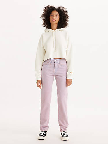 리바이스 Levi 501 81 Womens Colored Denim Jeans,Purple Garment Dye