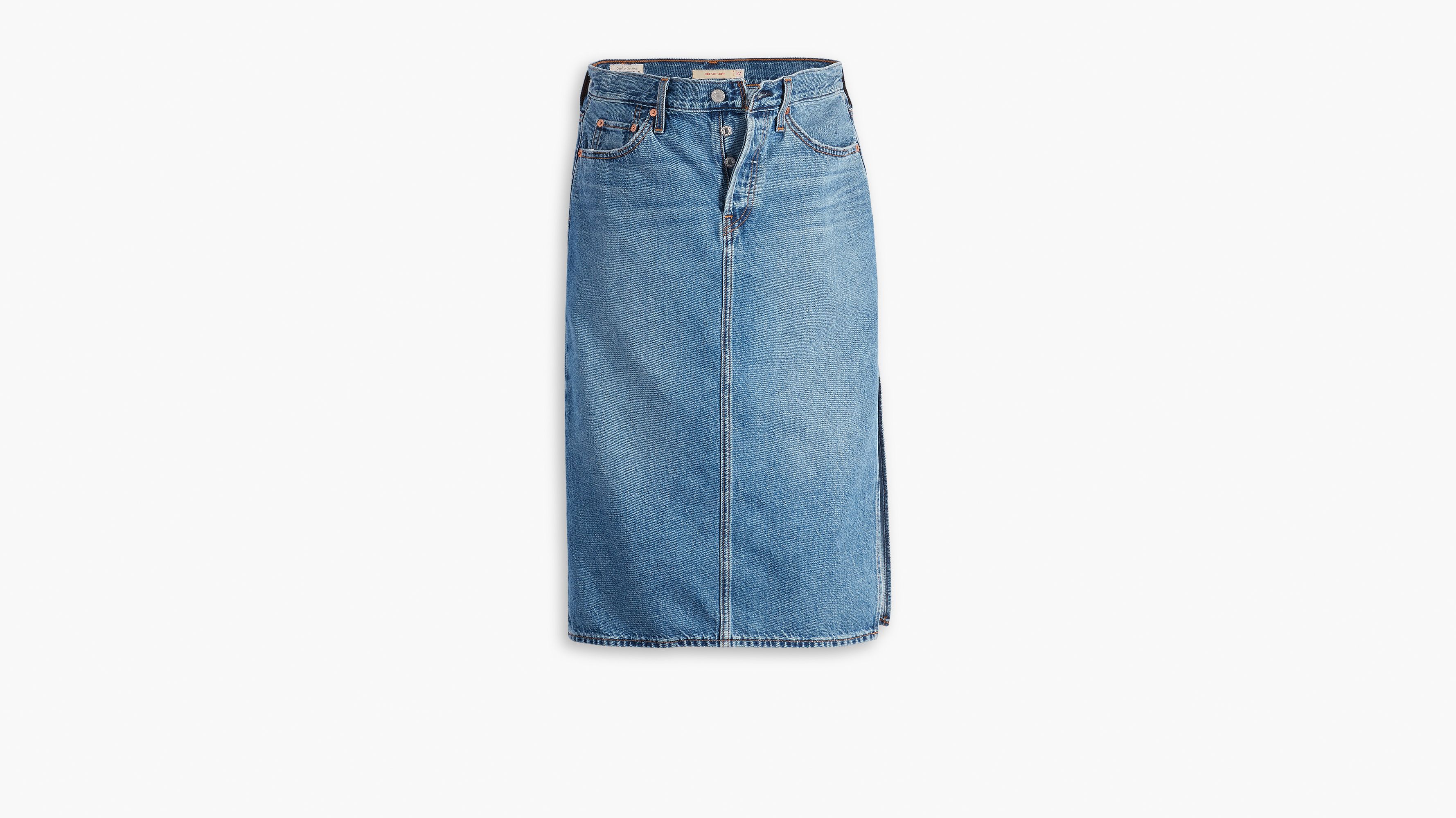 Reverse Side Slit Skirt - Medium Wash