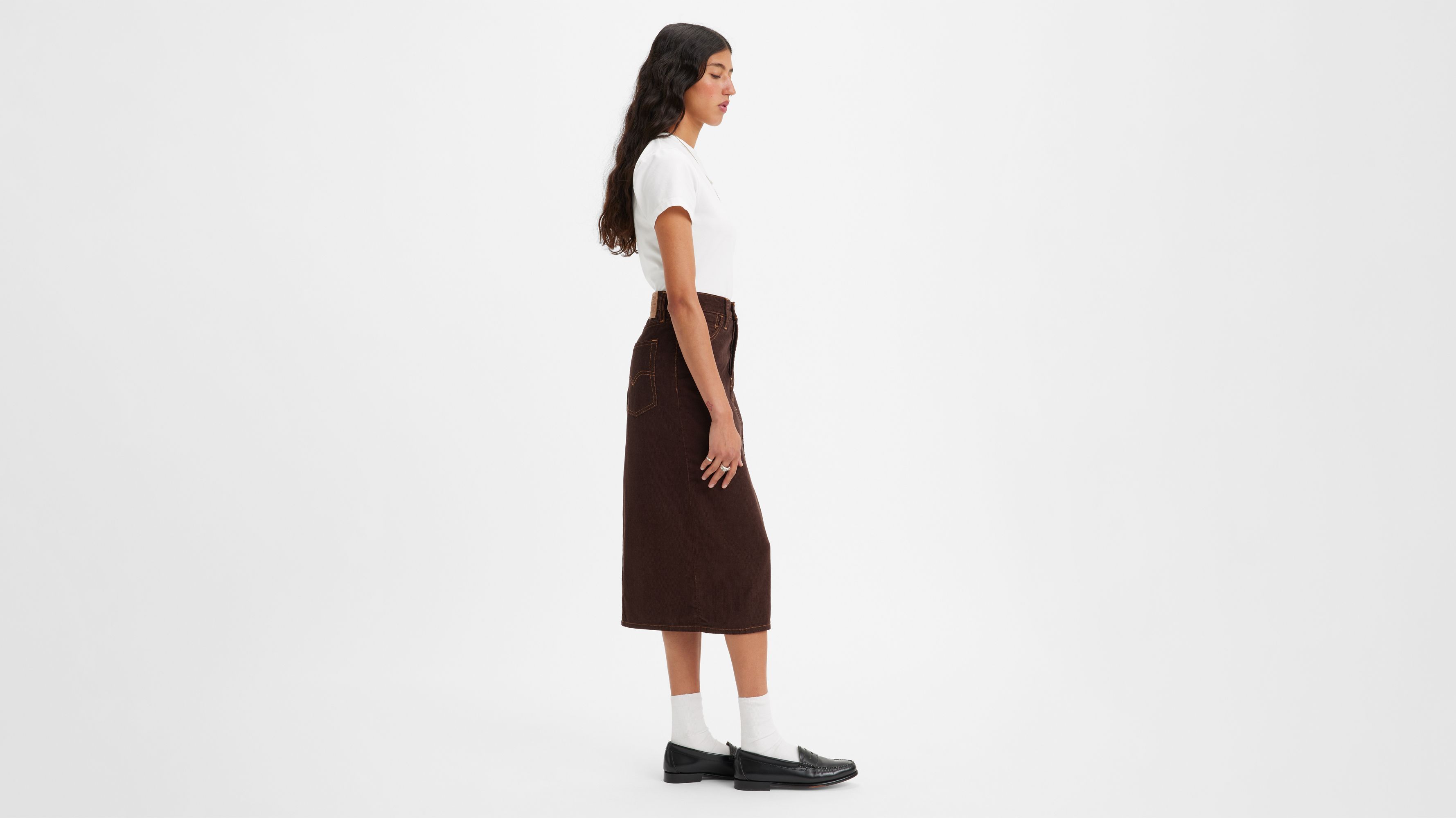 Side Slit Corduroy Skirt 2